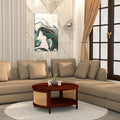 Oriante Round Top Cane Finished Wooden Handmade Coffee Table Coffee Table