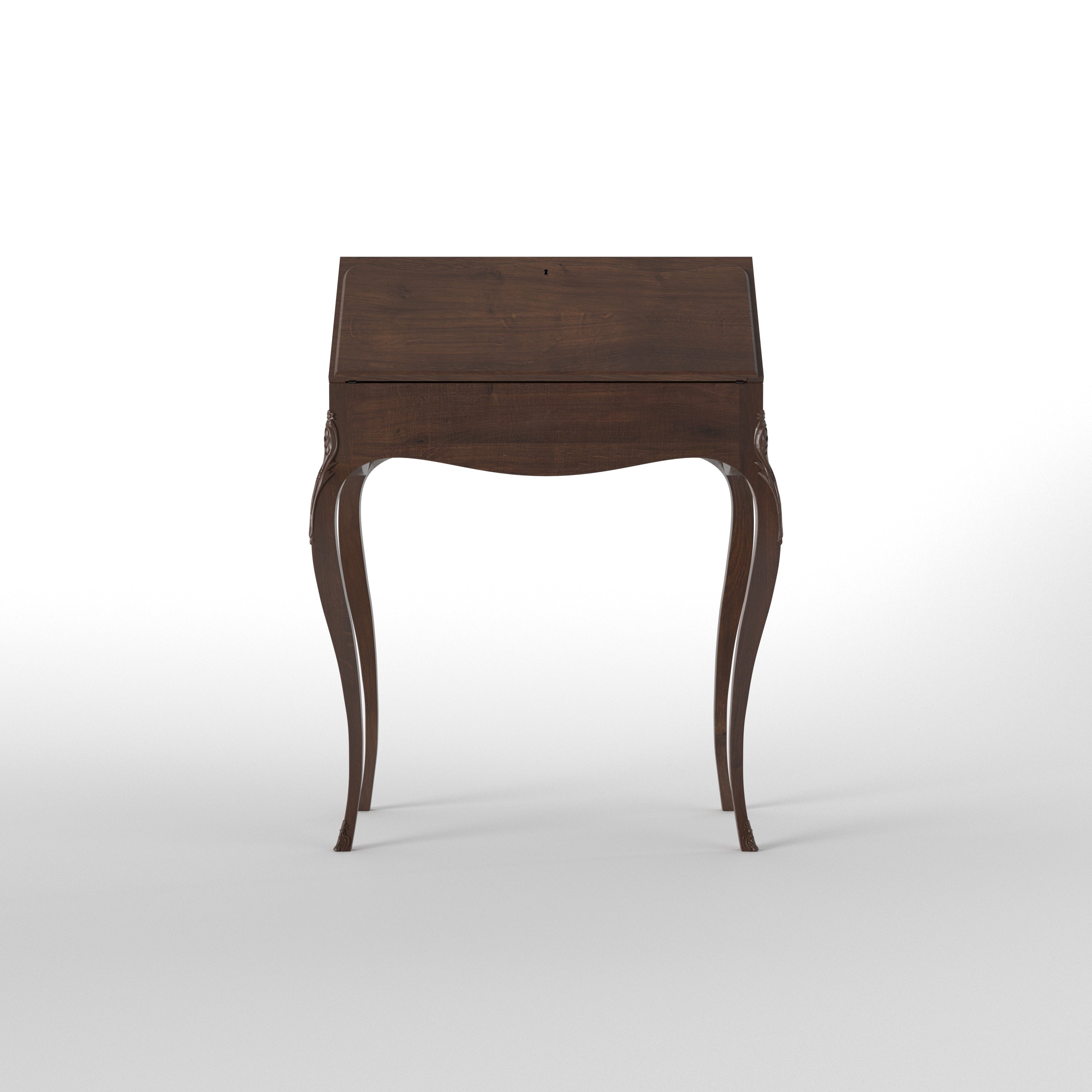 French-Style Secretary Desk with Cabriole Legs - Drop-Front Writing Bureau Study Table