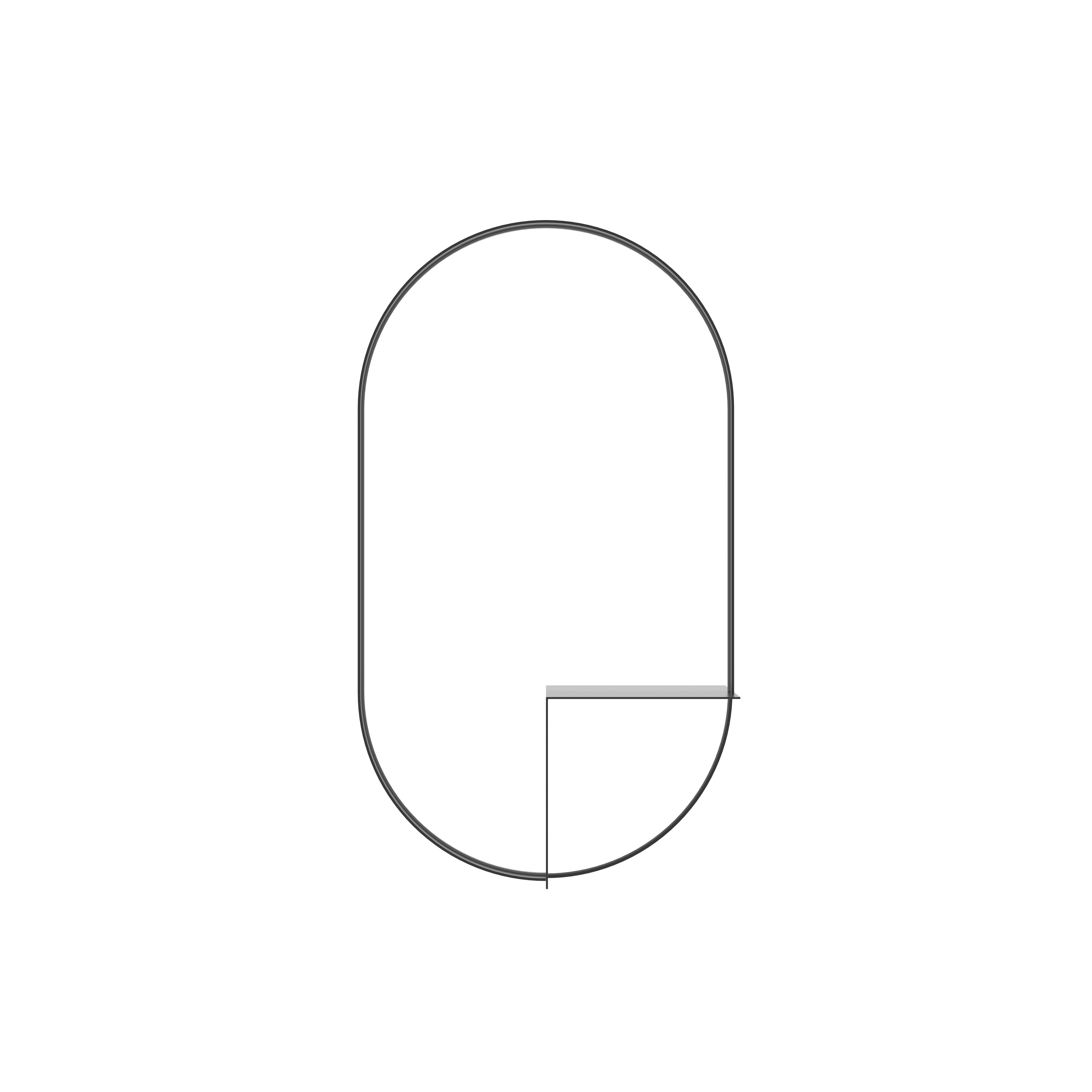 Oval Wall Mirror with Shelf - Black Frame Mirror