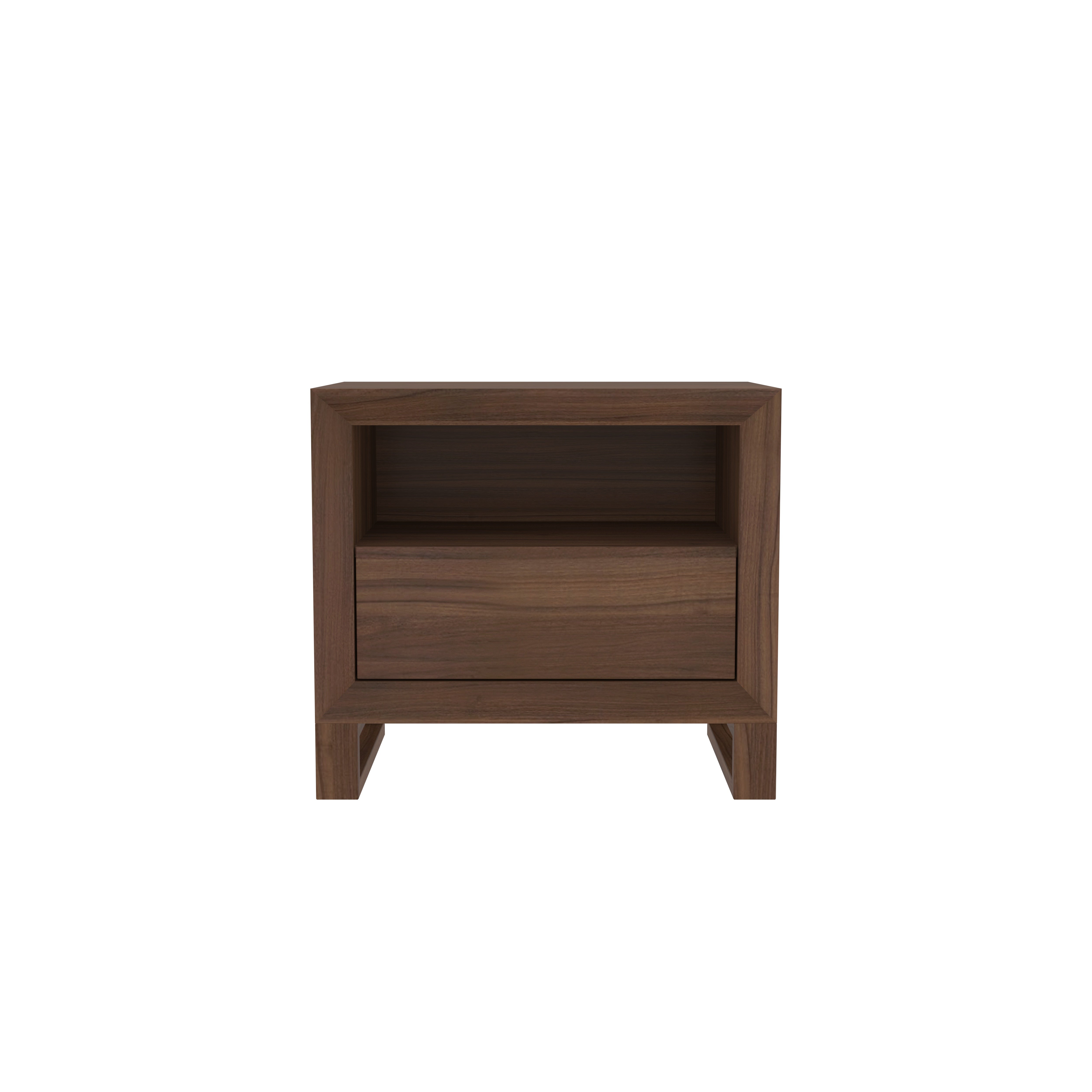 Modern Bedside Table with Open Shelf and Single Drawer Storage Bedside