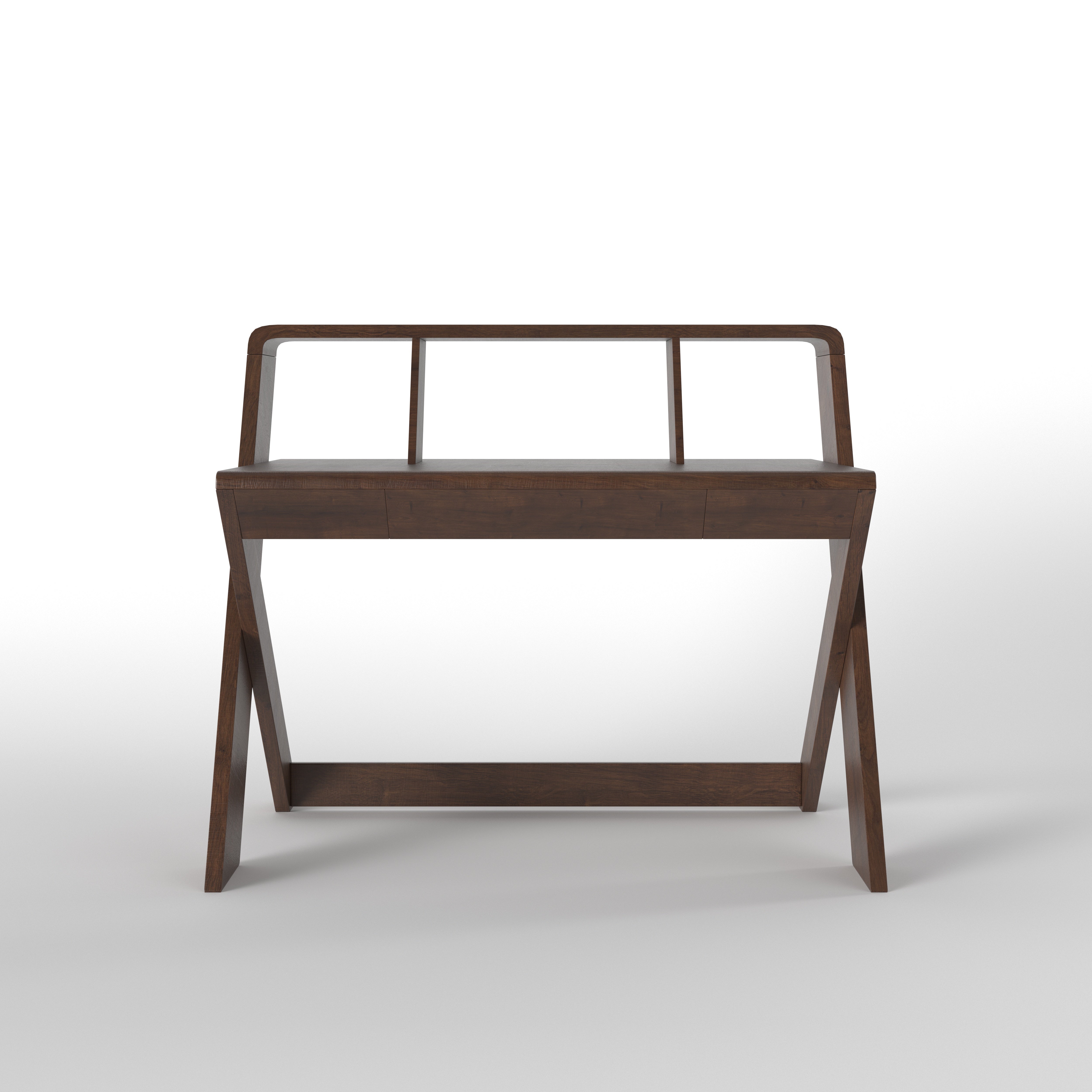 Modern Geometric Writing Desk with Open Back Shelf Study Table