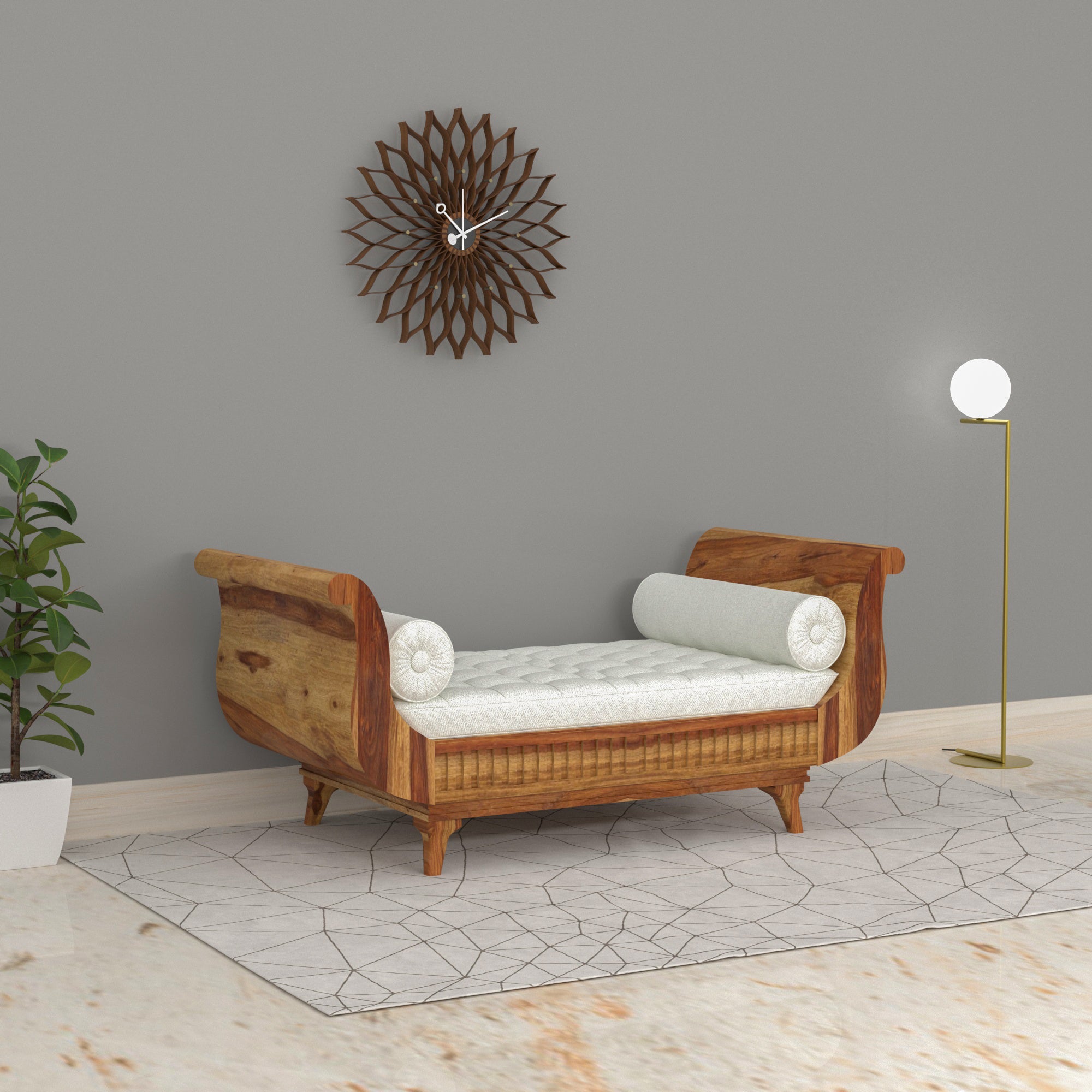 Realm Traditional Light Finished Wooden Handmade (Double or three) Seater Sofa Sofa