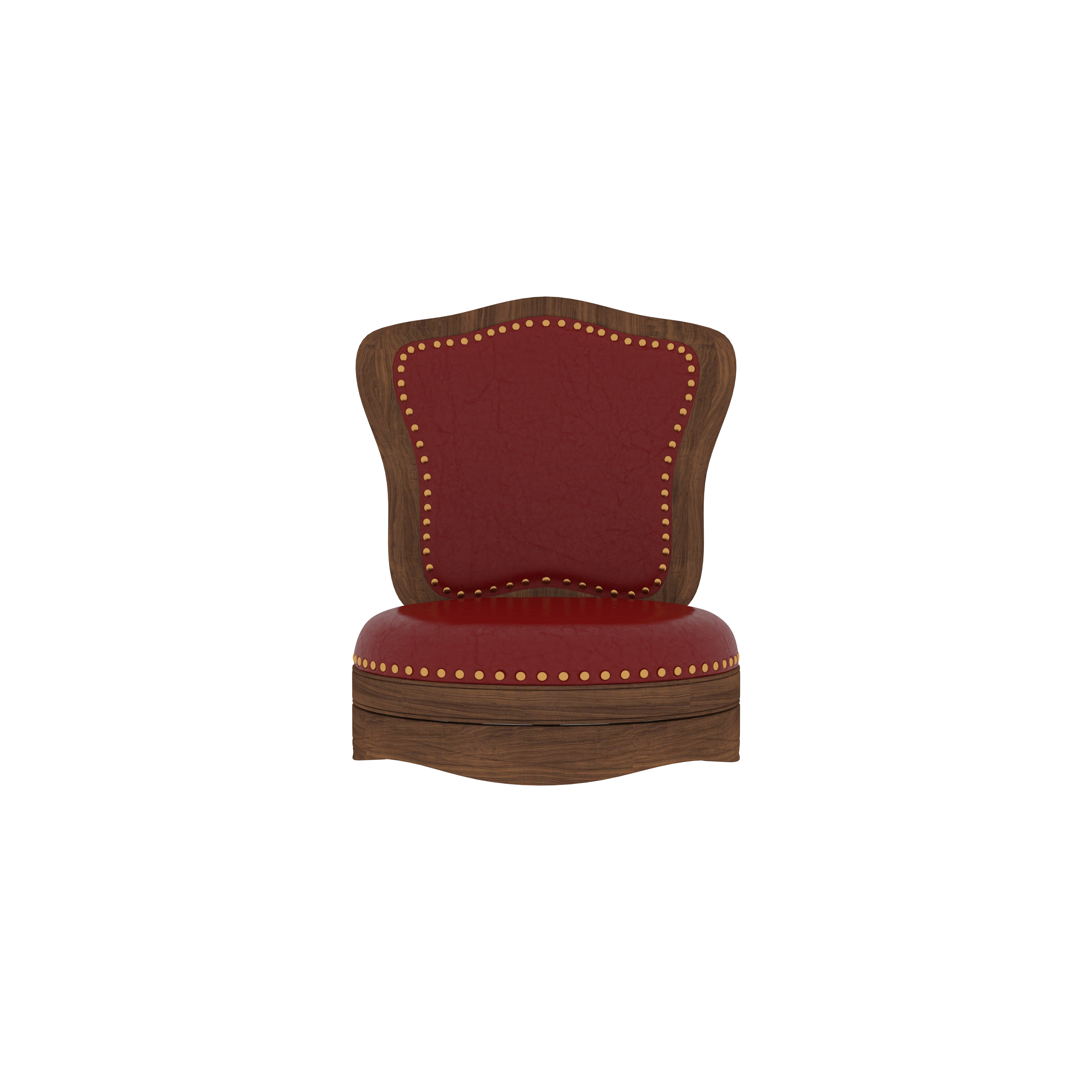 Handcrafted Wooden Dining Set - Carved Table with Red Rexine Upholstered Chairs (4 Seater) Dining Set