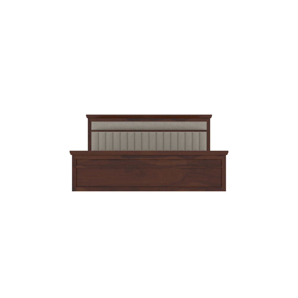 Handcrafted Wooden Bed with Cushion Headboard