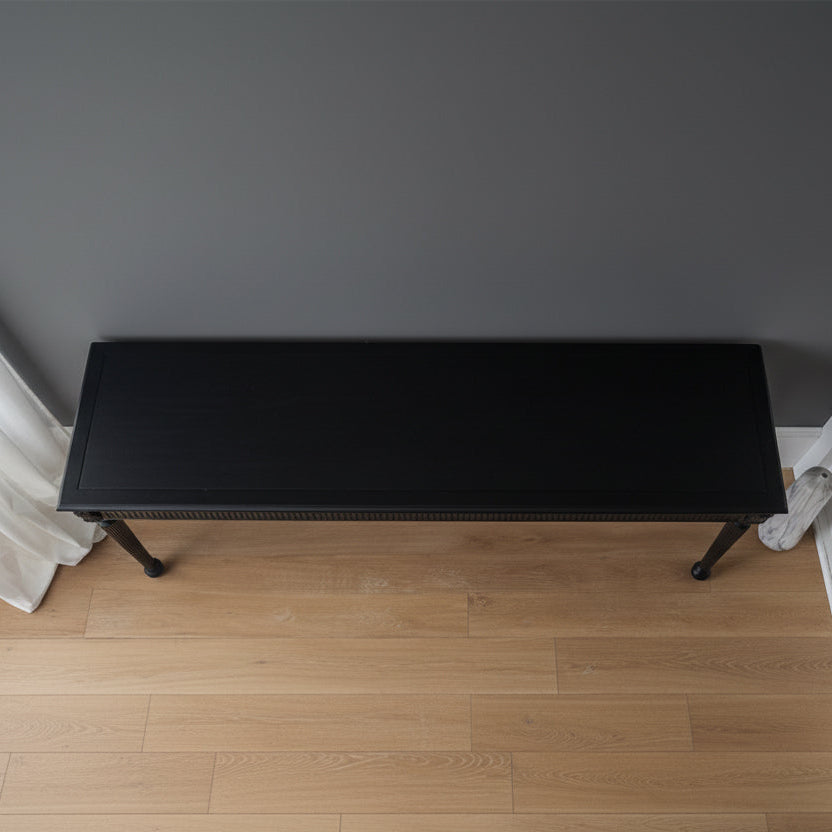 Sophisticated Black Console Table with Fluted Frieze and Turned Legs Console Table