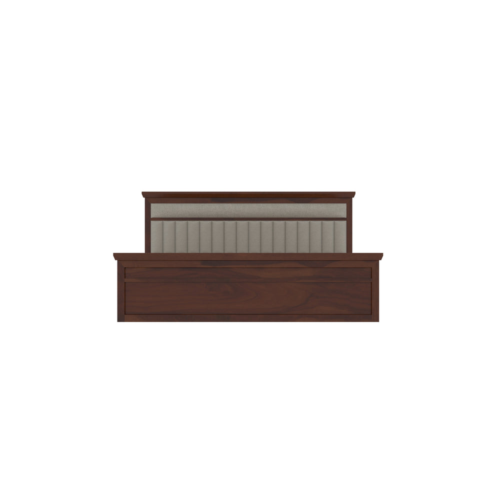 Handcrafted Wooden Hydraulic Bed with Cushion Headboard