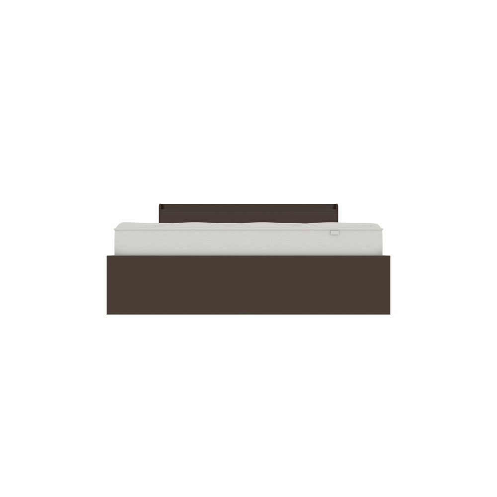 Classic Box Bed with Elegant Curved Headboard – Rich Brown Finish