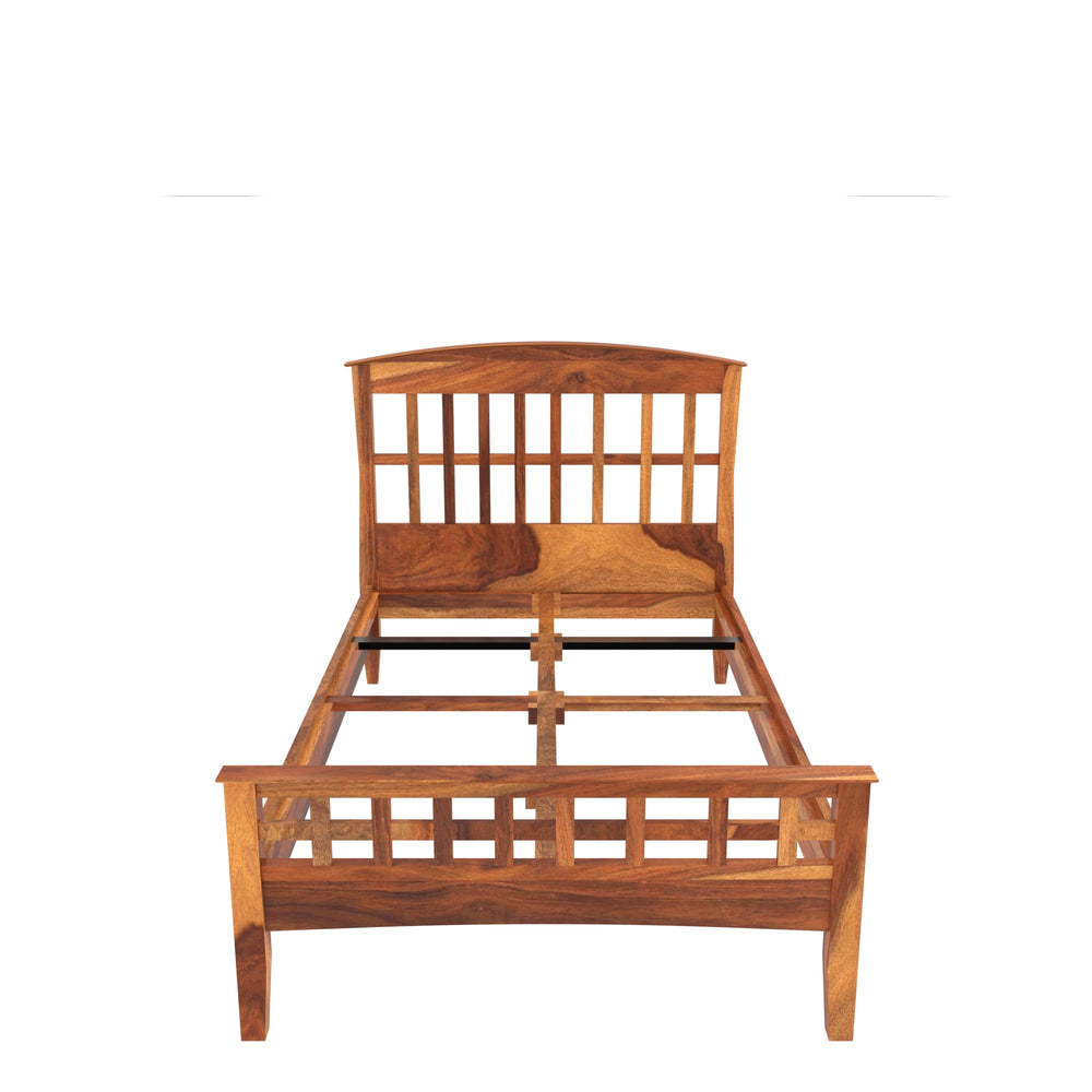 Solid Wood Single Bed in Light Brown Finish (Sheesham wood)