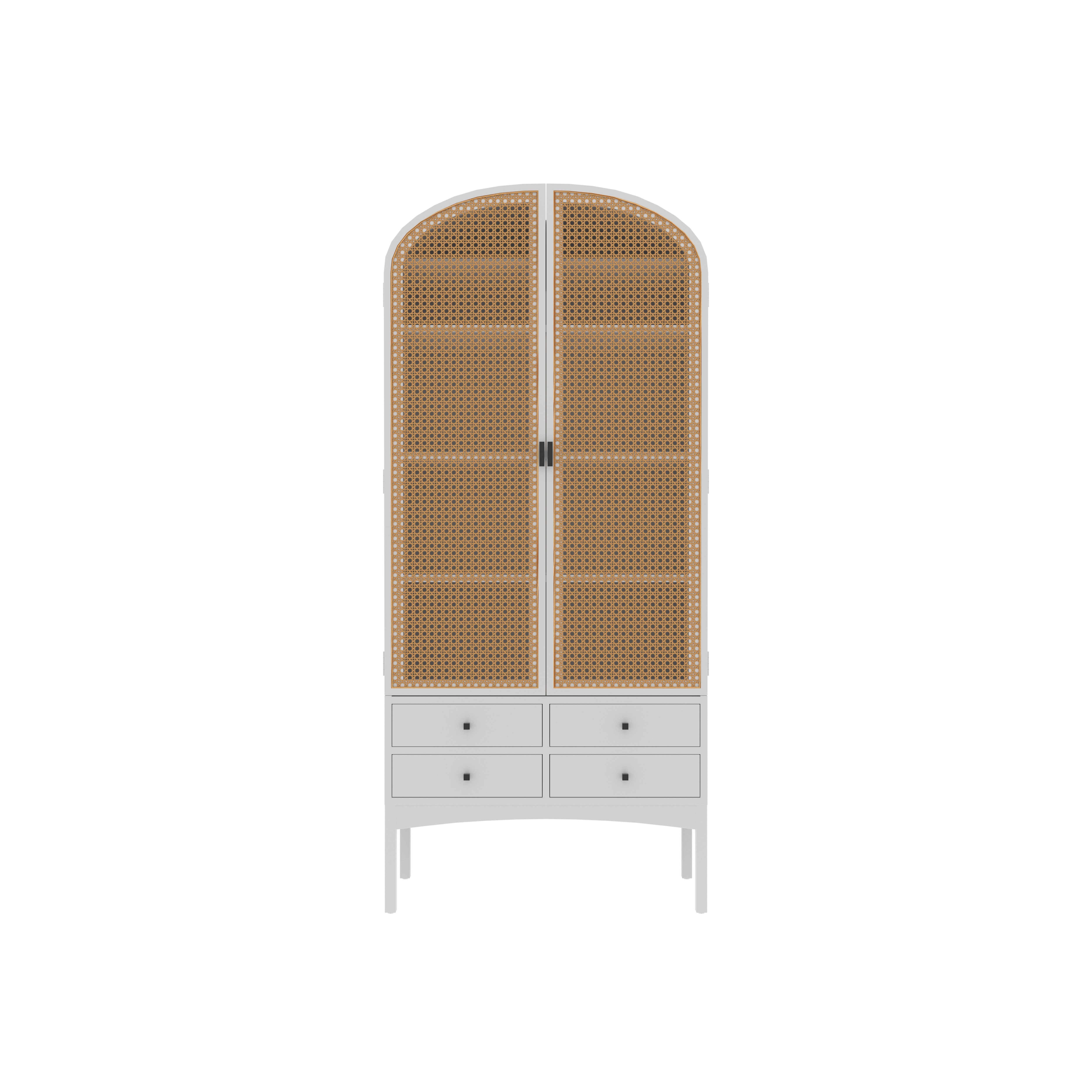 Monaco Arched Armoire with Cane Panels Wardrobe