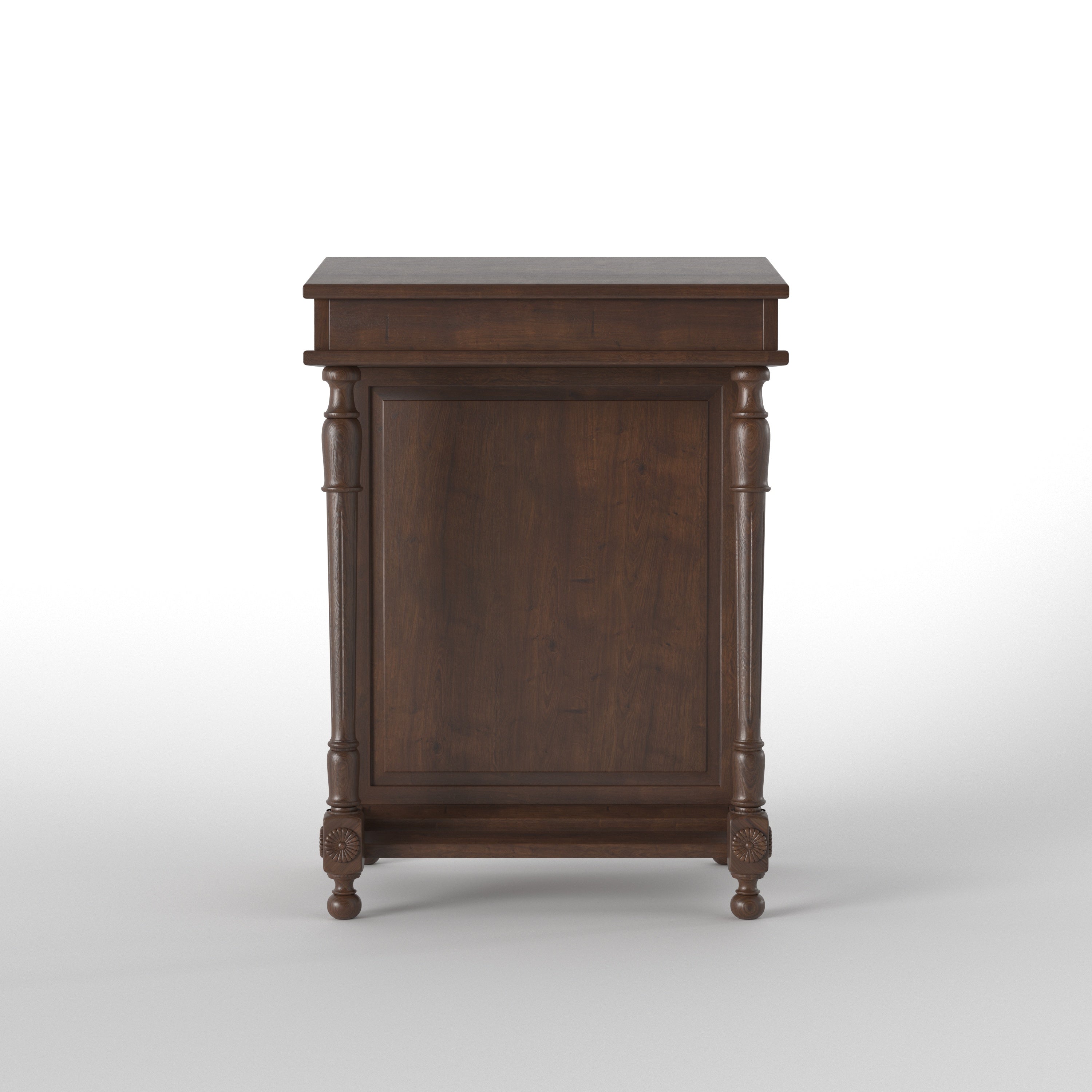 Handcrafted Colonial Solid Wood Cabinet with Turned Columns & Carved Rosettes Study Table