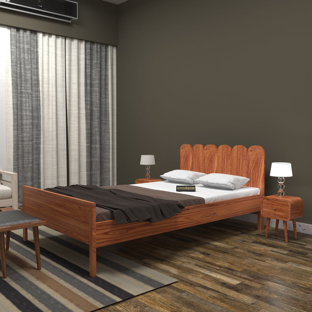 Retro Classic Natural Handmade Elegant Wooden Bed for Home