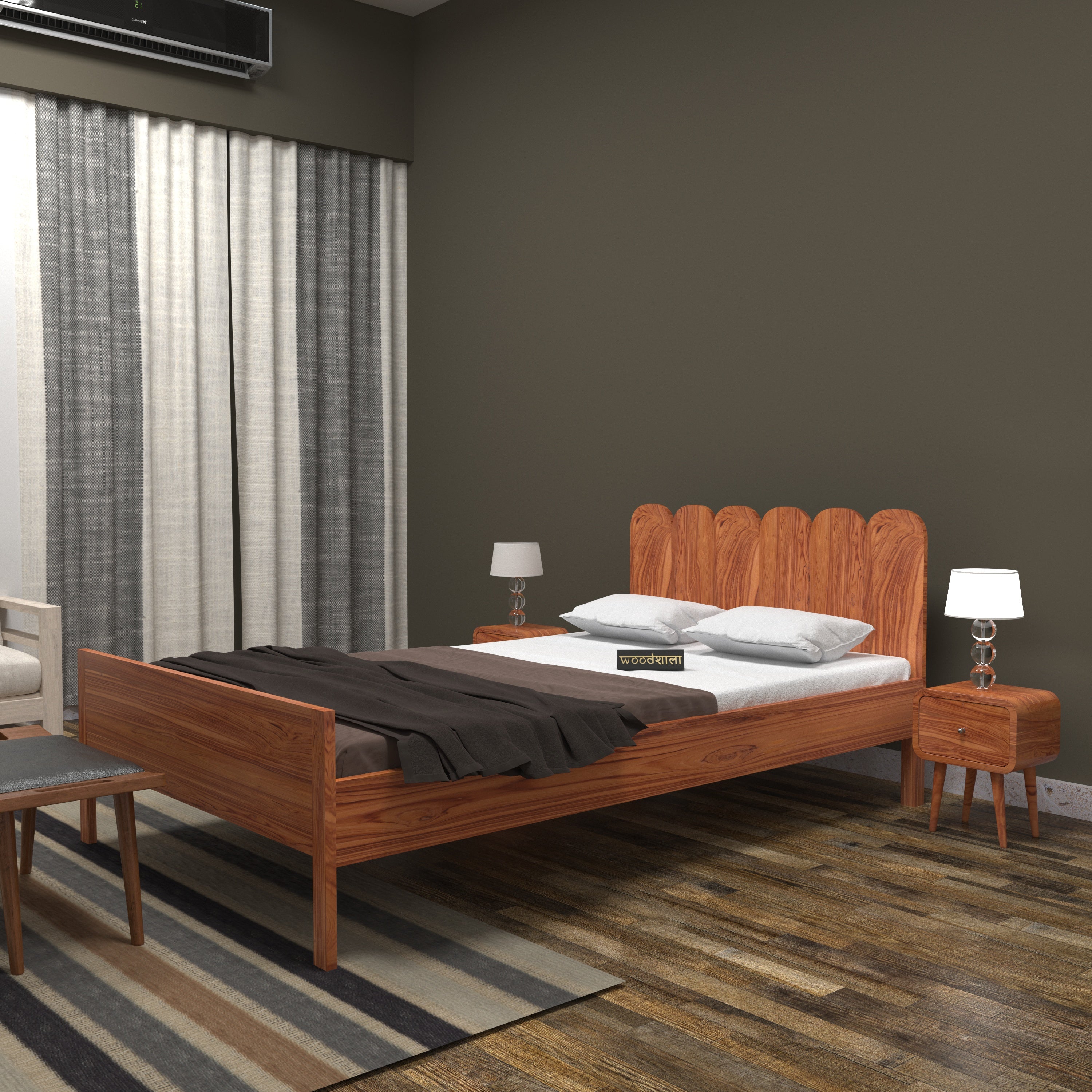 Retro Classic Natural Handmade Elegant Wooden Bed for Home Bed