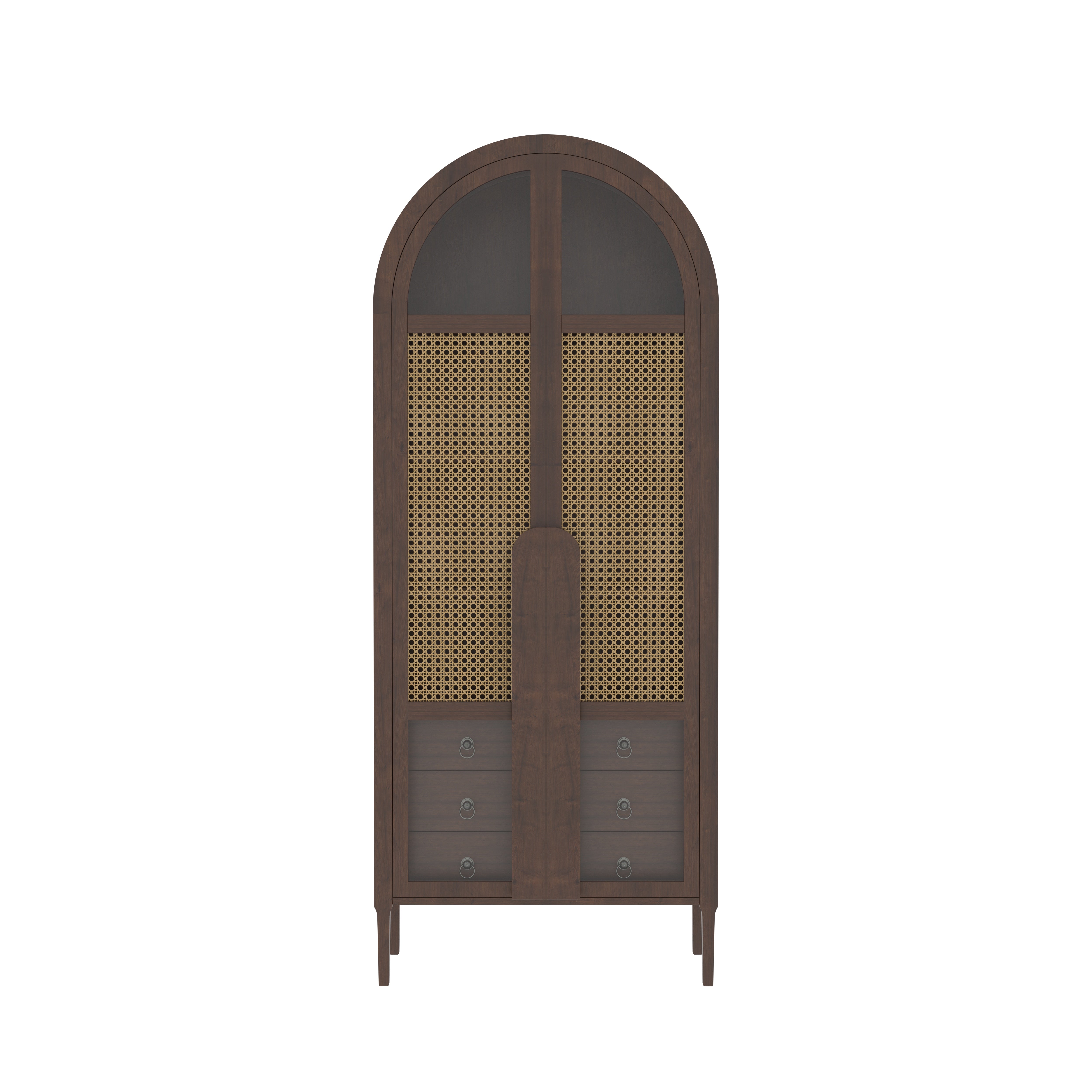 Valdoro Arched European Luxury Wardrobe with Woven Cane Panels and Elegant Storage Drawers Wardrobe