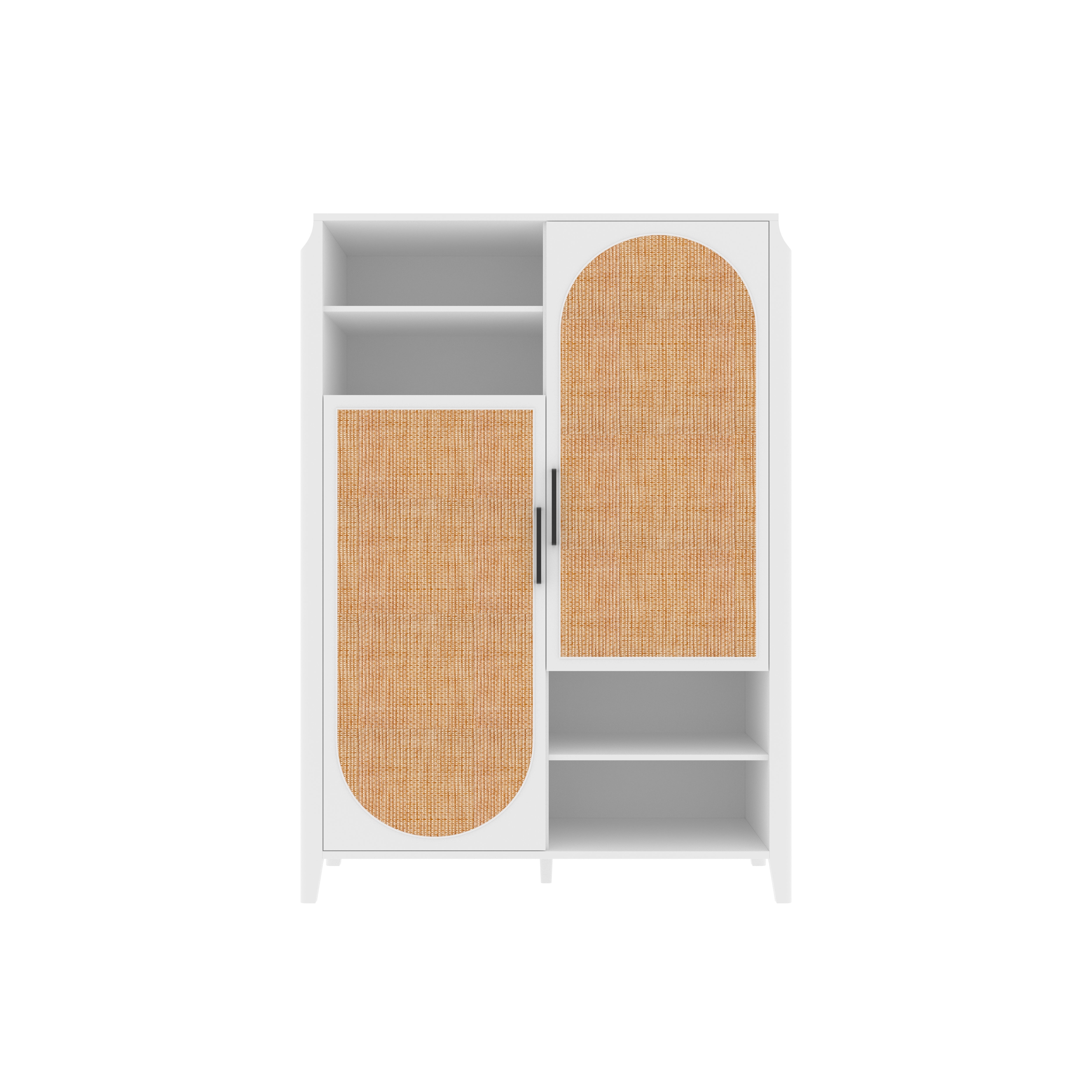 Amsterdam Asymmetric Storage Unit with Curved Cane Panels Wardrobe