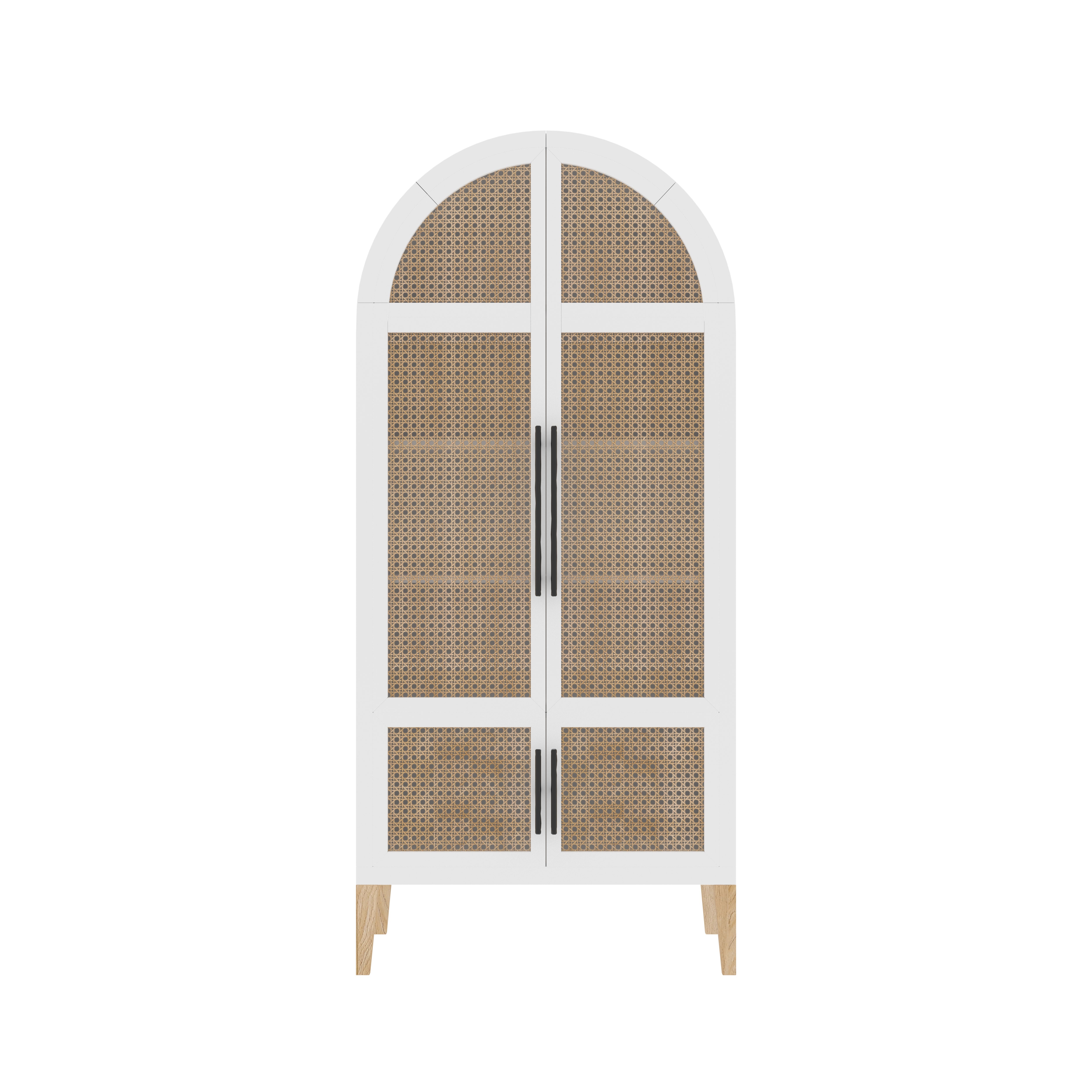 Valencia Arched Cabinet with Cane Panels Wardrobe
