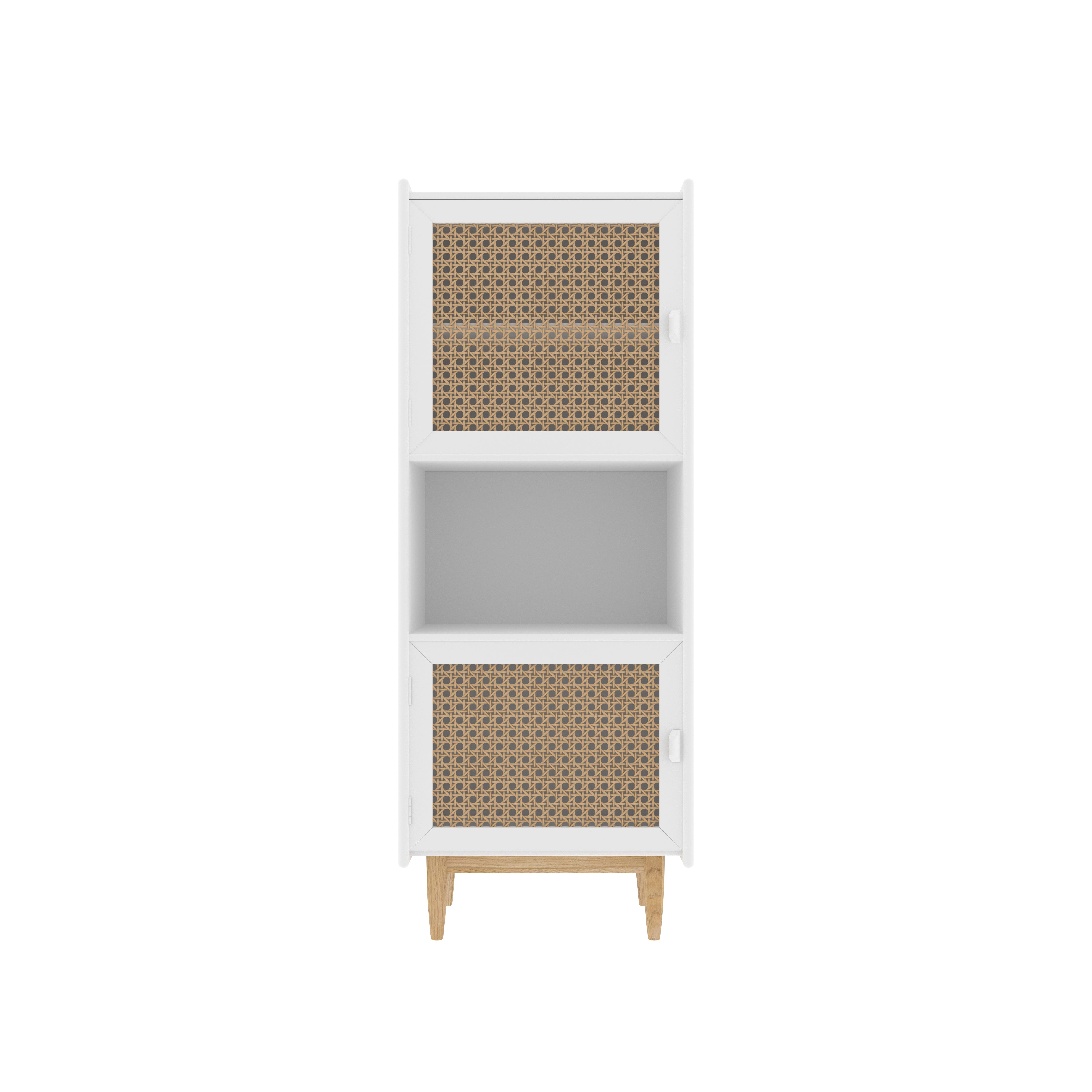 Copenhagen Tall Storage Unit with Cane Panels Cupboard