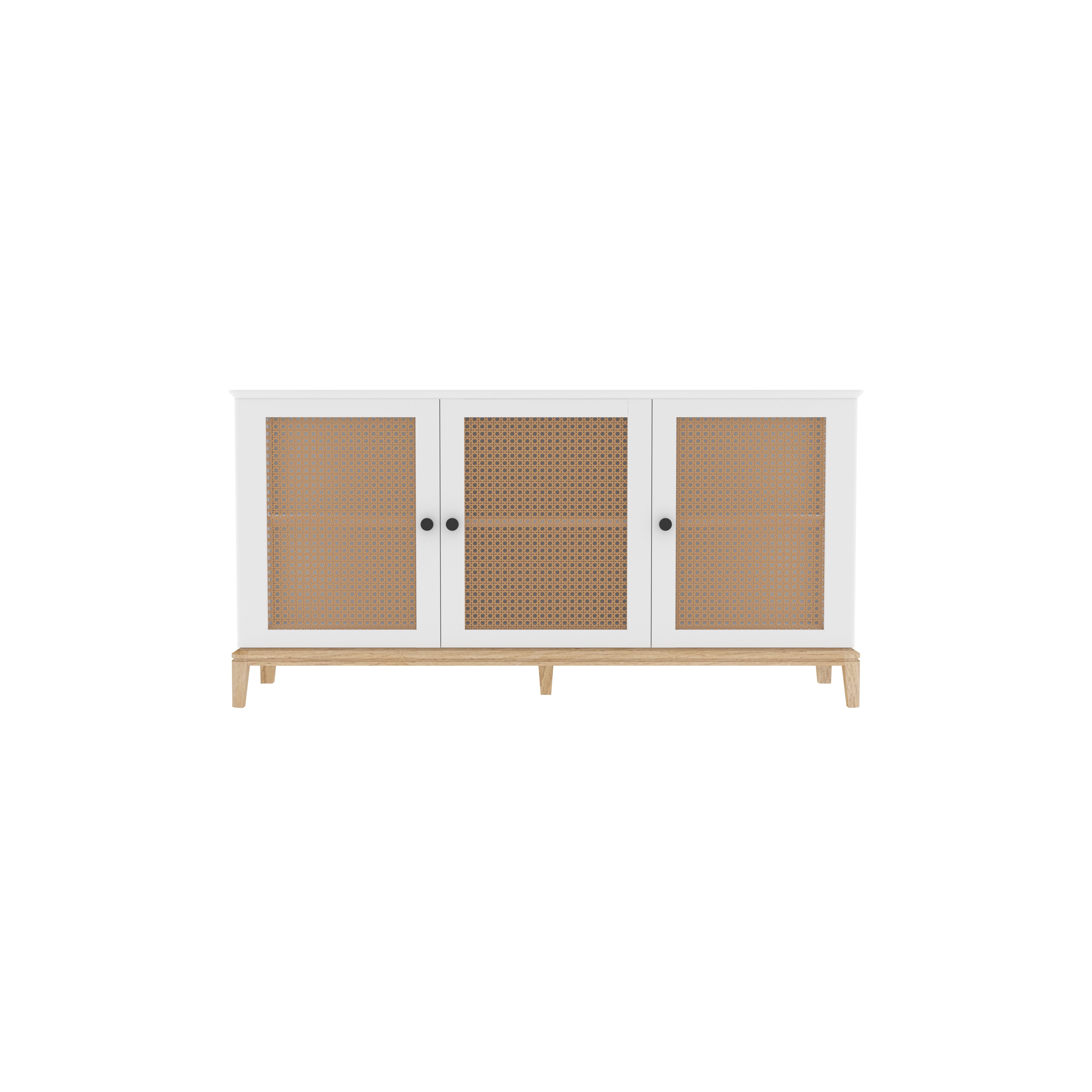Geneva Three-Door Sideboard with Cane Panels Cupboard