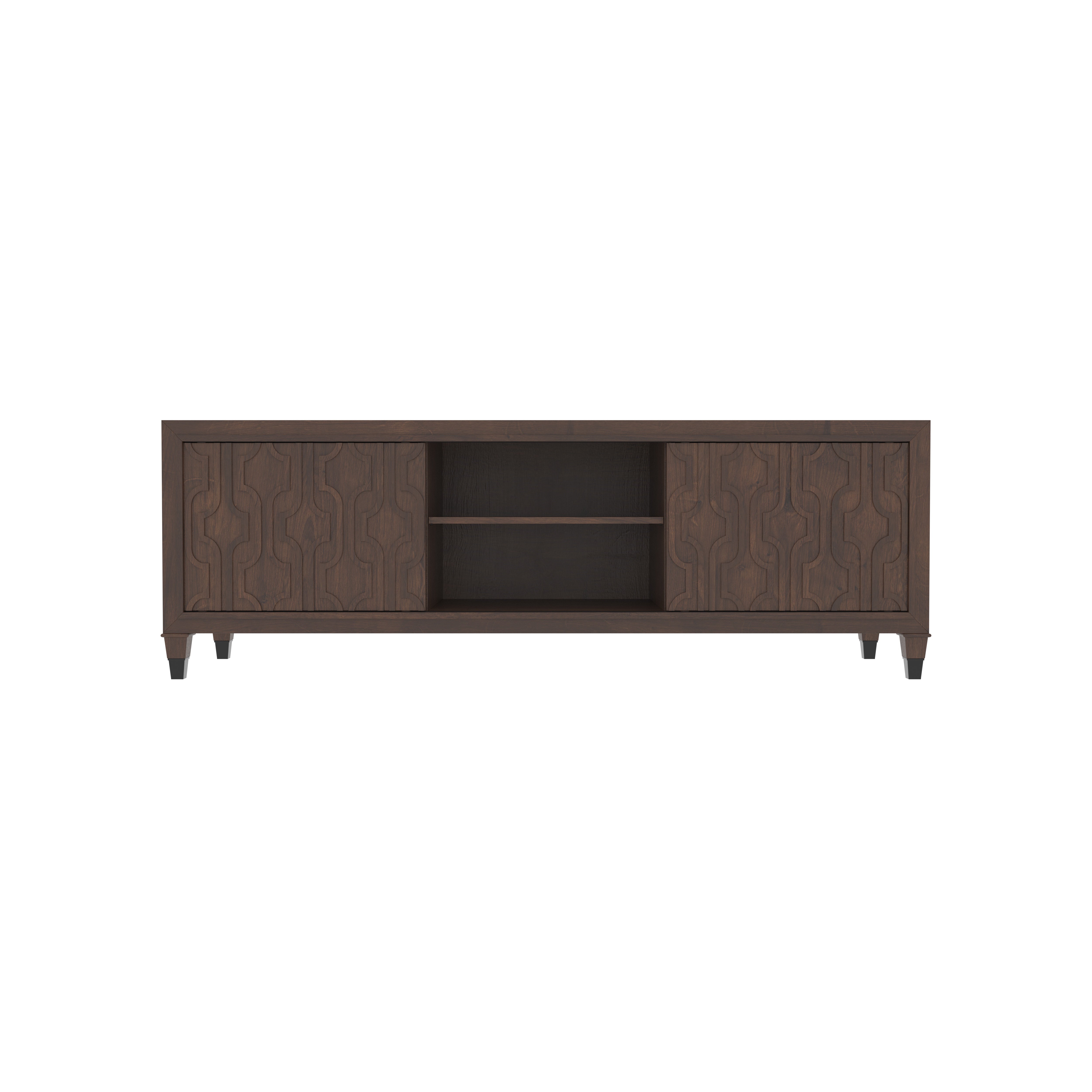 Moroccan-Inspired Wooden TV Stand - Decorative Panel Entertainment Console Tv stand