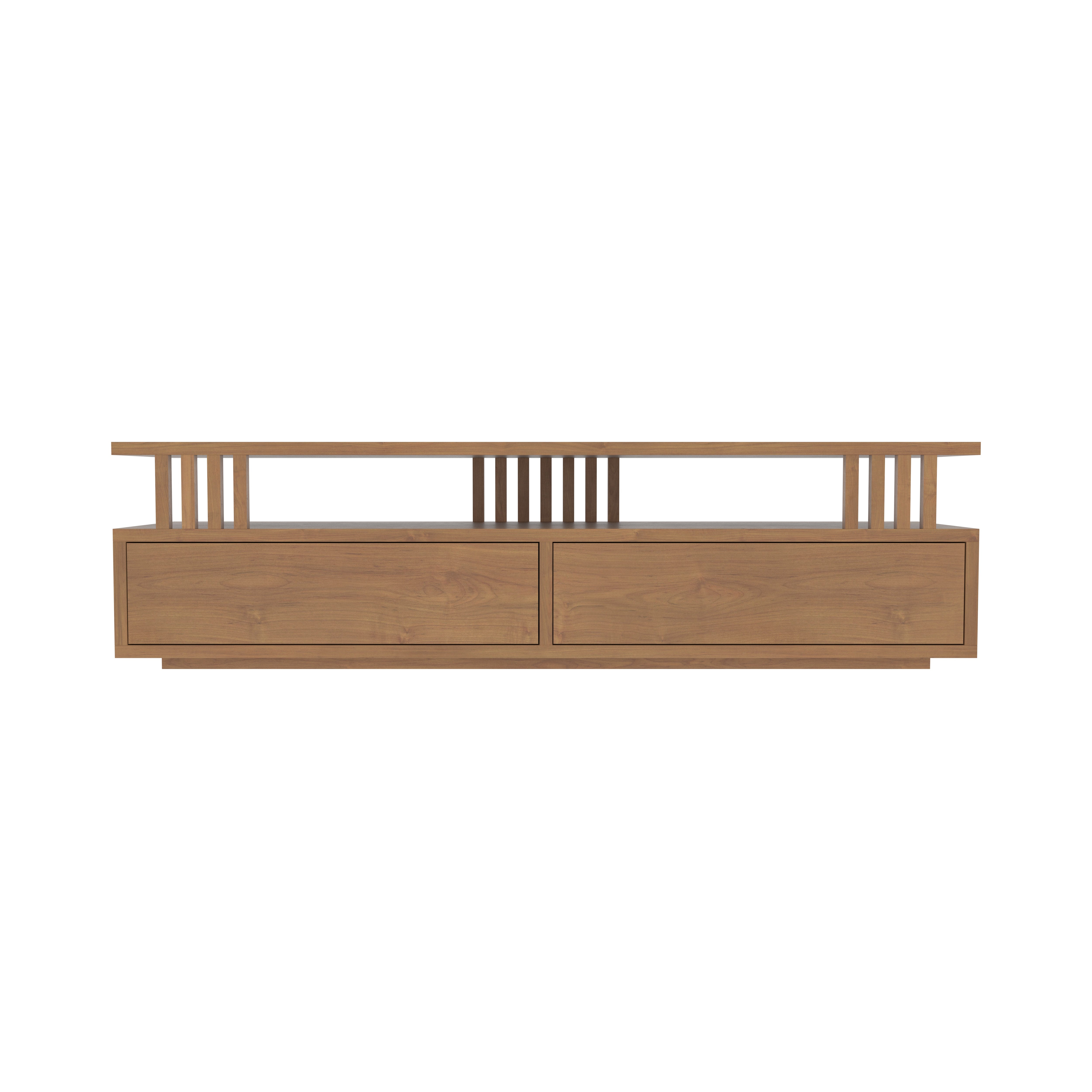 Two-Tier TV Console with Vertical Slat Design - Modern Media Unit Tv stand
