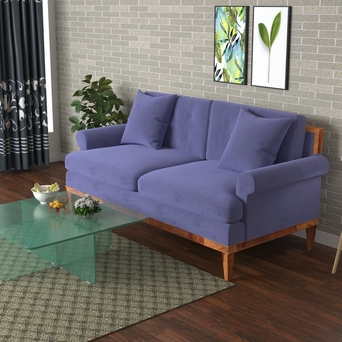 Royal Purple Shaded Premium 2 Seater Sofa Sofa