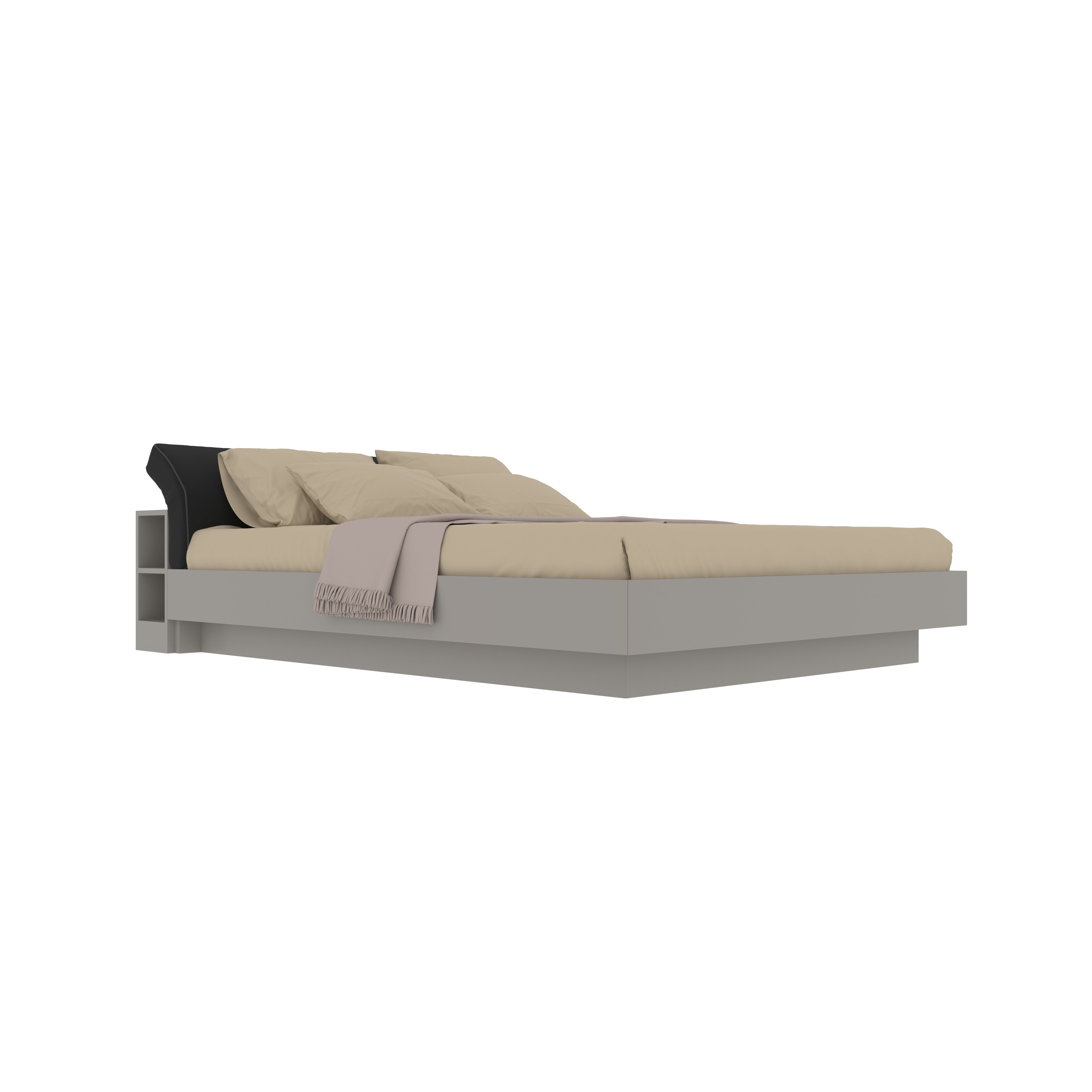 Contemporary Platform Bed with Cushioned Recliner Headboard & Side Storage Bed