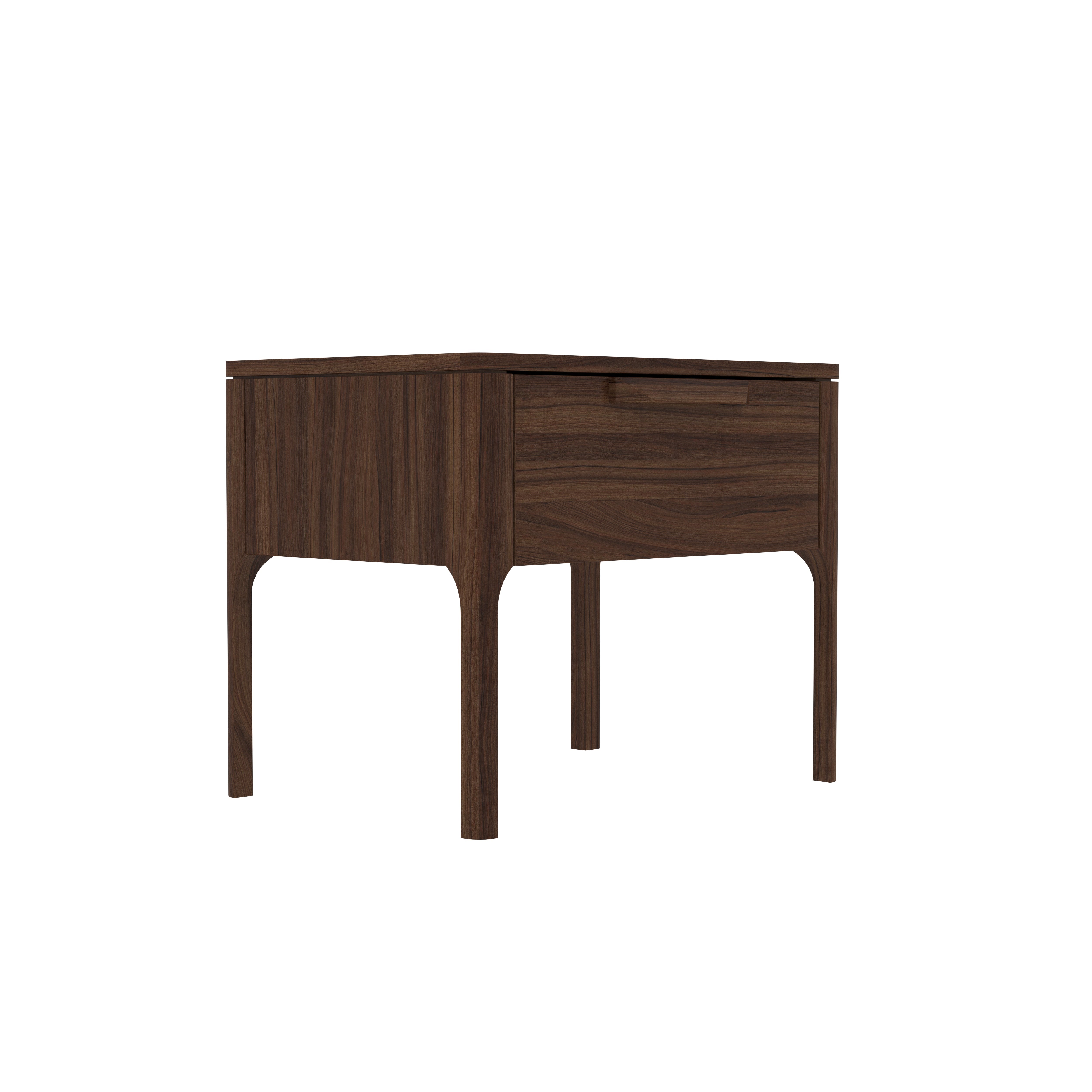 Mid-Century Modern Single Drawer Bedside Table with Recessed Handle Bedside