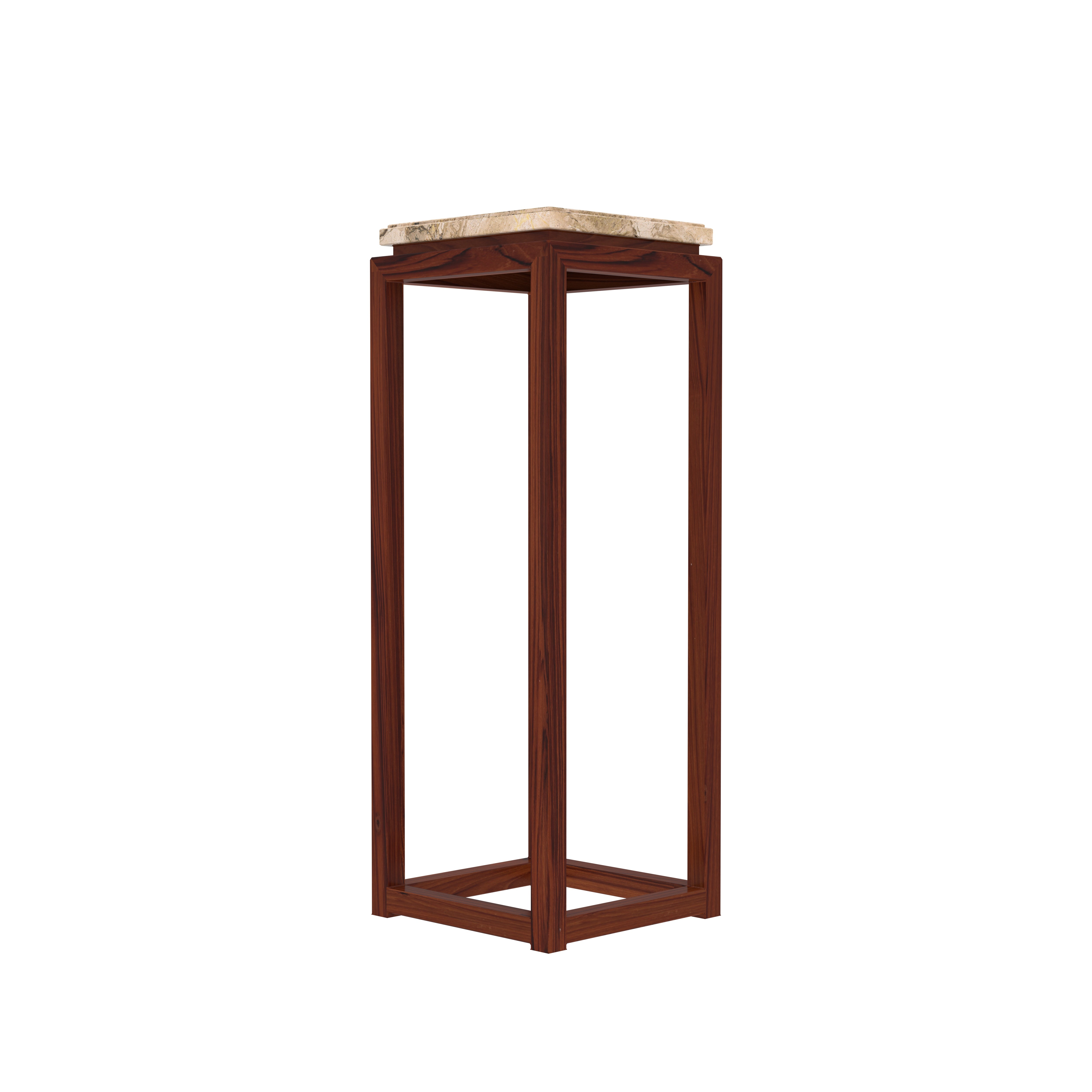 Tall Minimalist Pedestal with Contrasting Top End Table