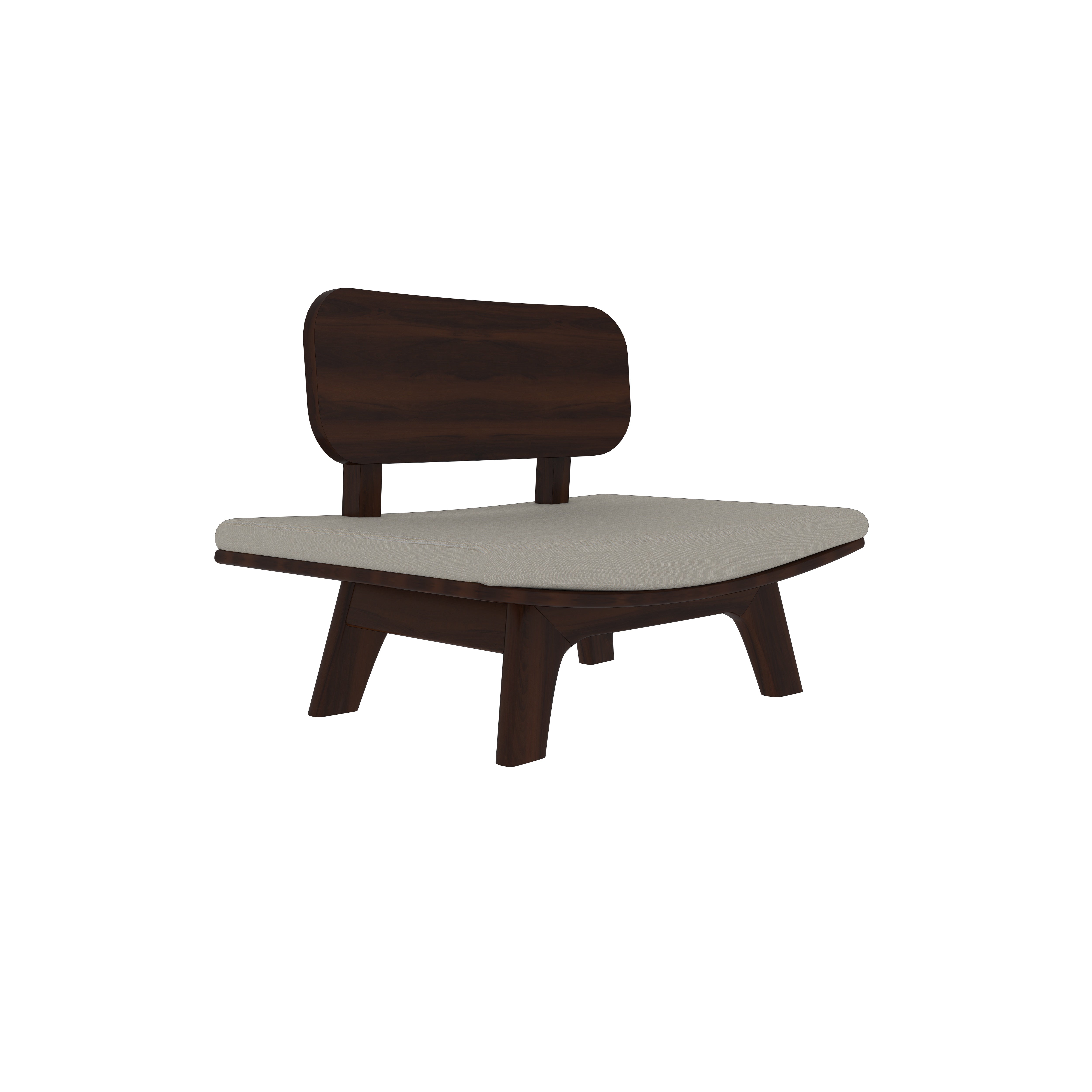 Modern Low-Height Dining Set - Dark Wood Table with Grey Upholstered Chairs (6 Seater) Japanese Dining Set
