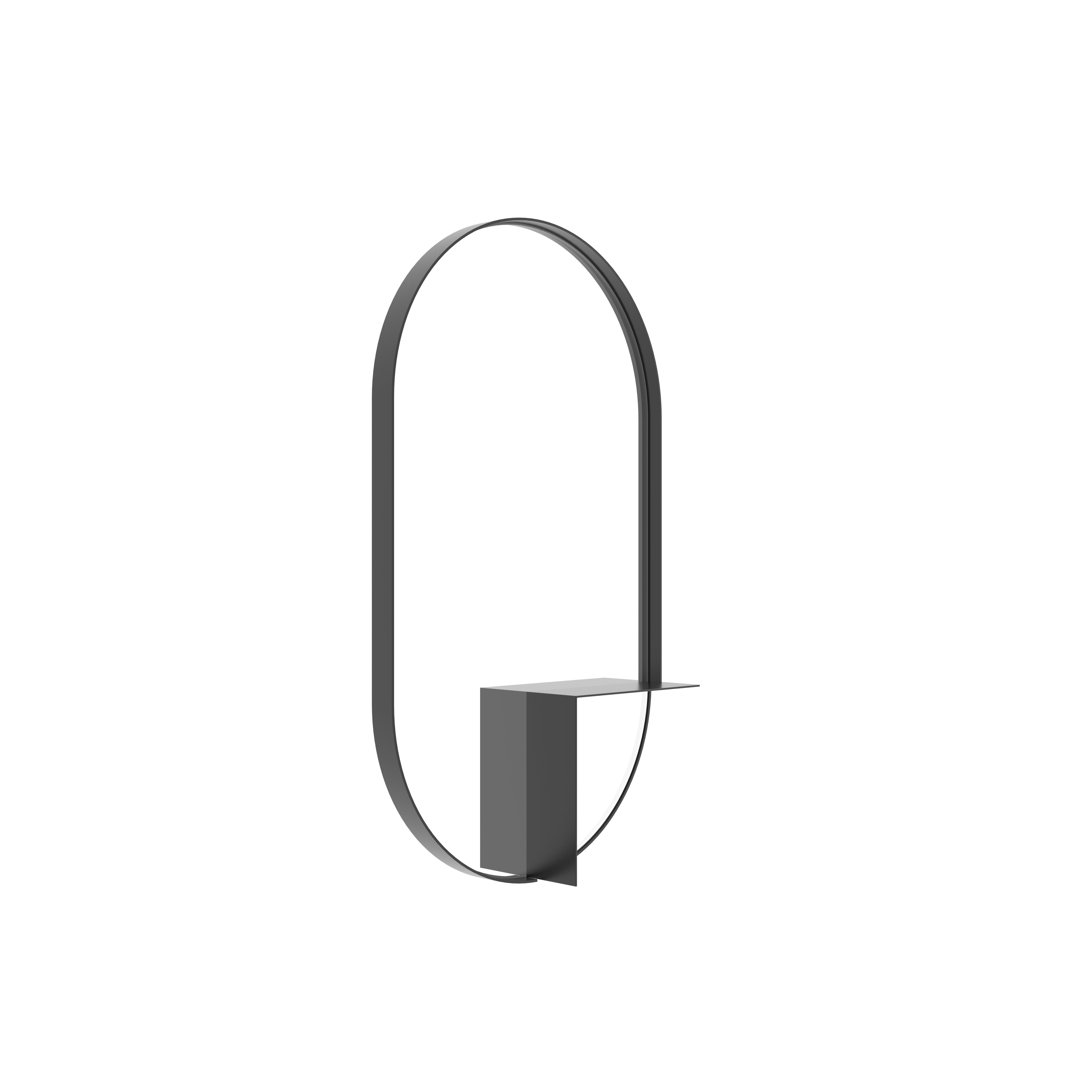 Oval Wall Mirror with Shelf - Black Frame Mirror