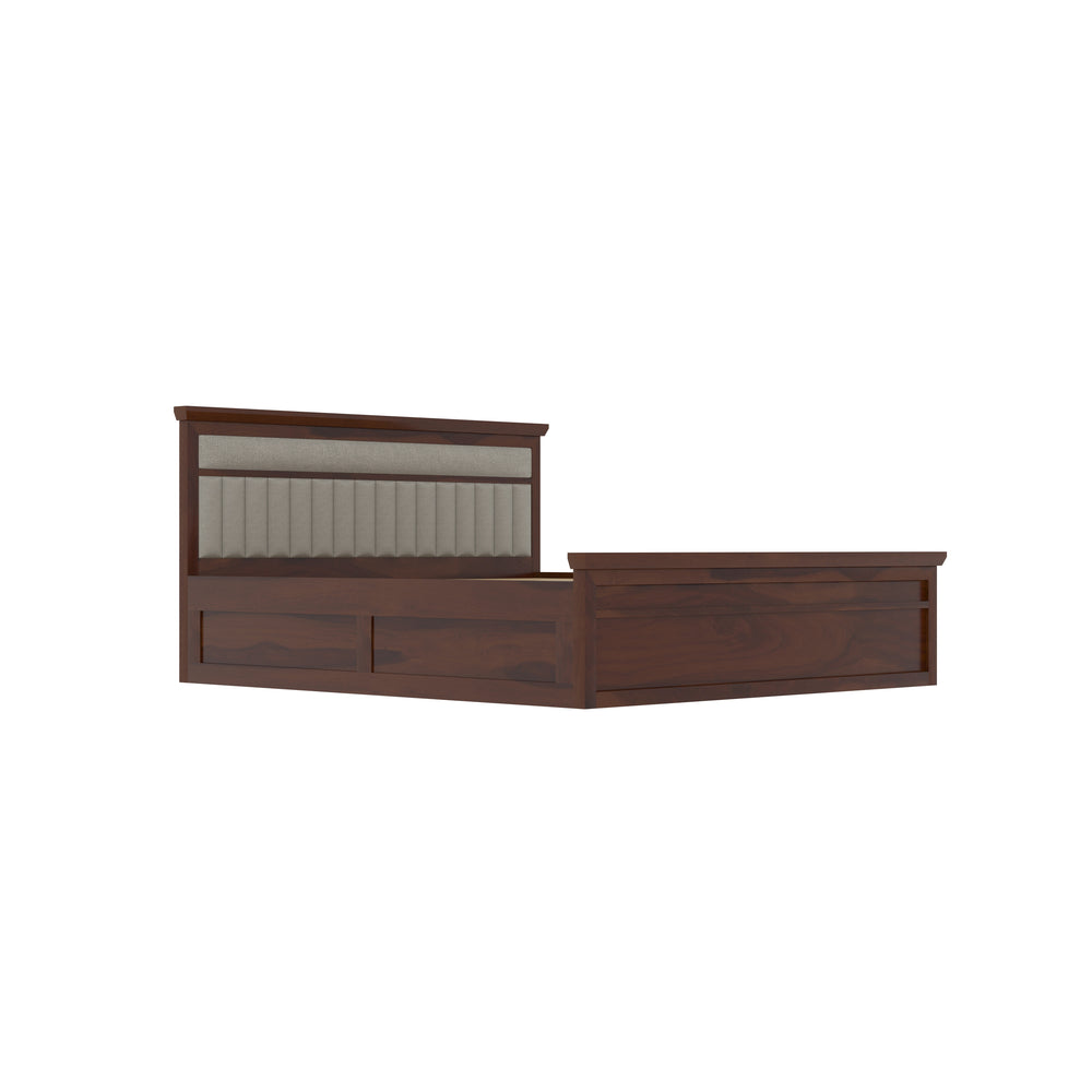 Handcrafted Wooden Hydraulic Bed with Cushion Headboard