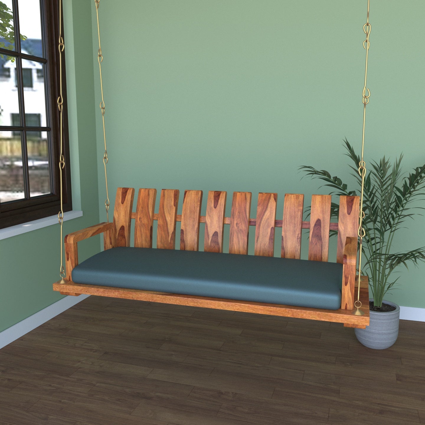 Traditional Stripped Handmade Simple Wooden Swing Swing