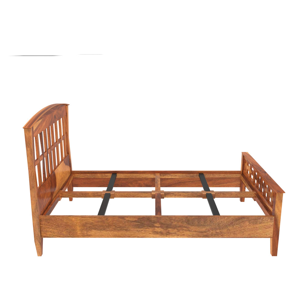 Solid Wood Single Bed in Light Brown Finish (Sheesham wood)