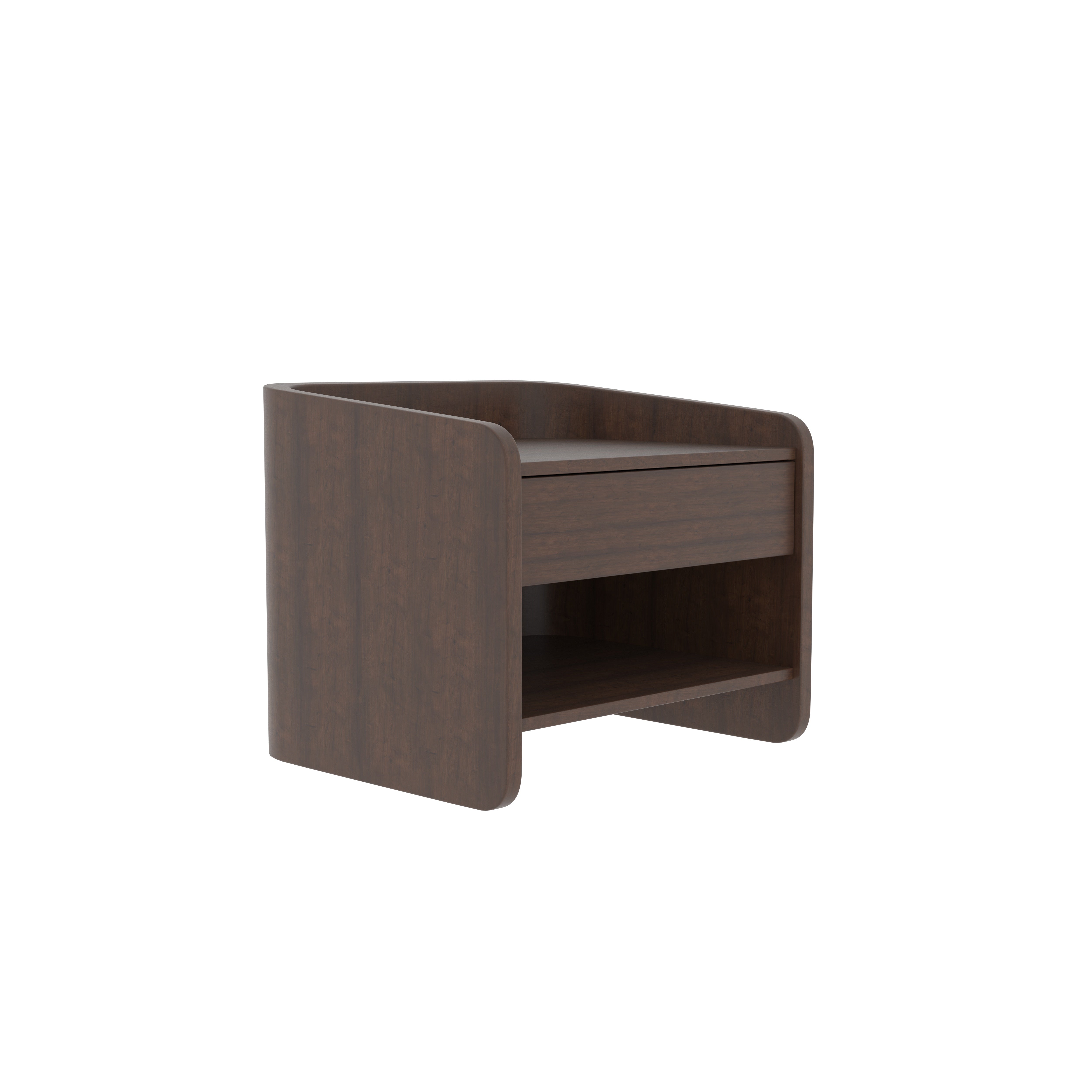 Modern Bedside Table with Single Drawer and Open Shelf Storage Bedside