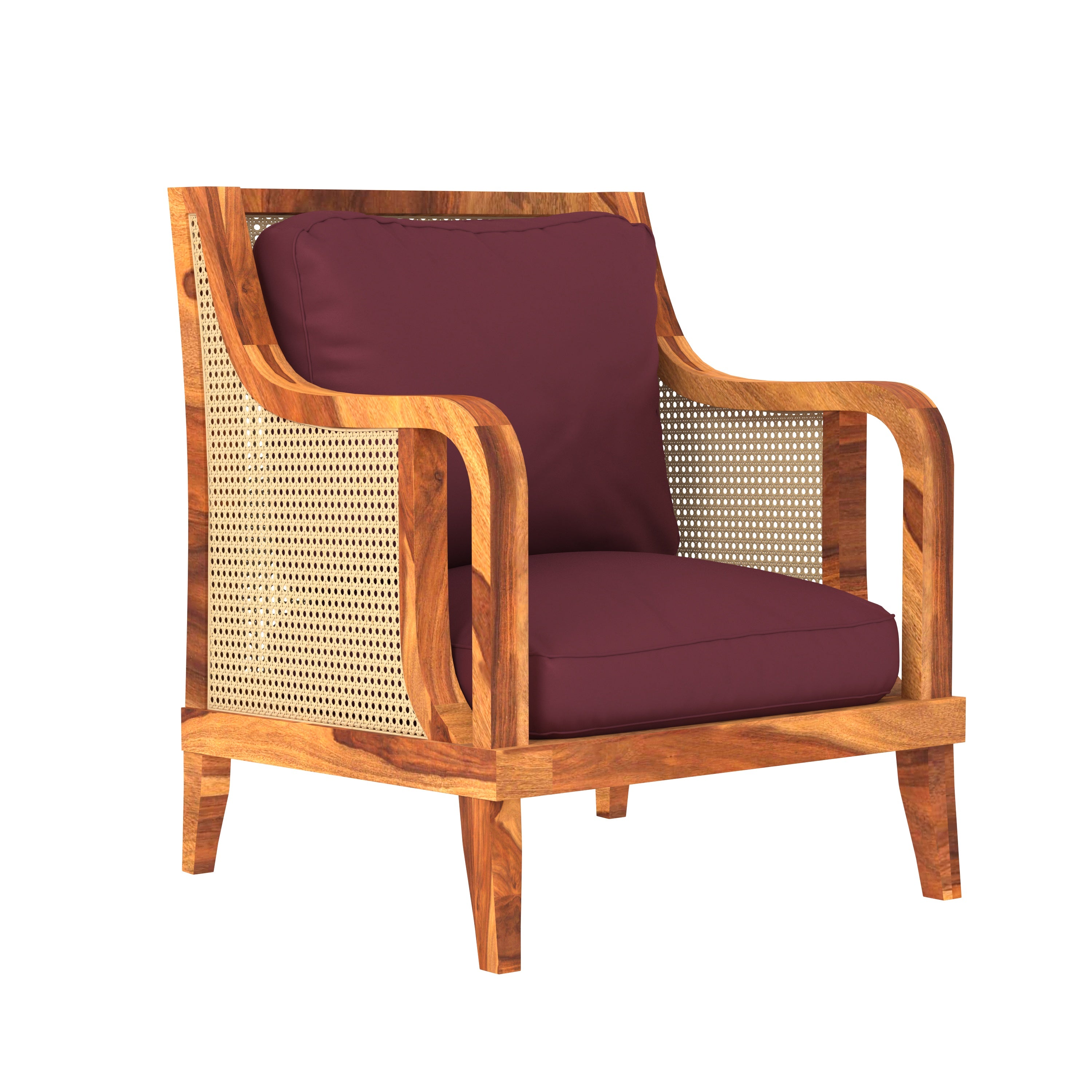Vintage Side Cane Style Handmade Seating Wooden Easy Chair for Home Arm Chair