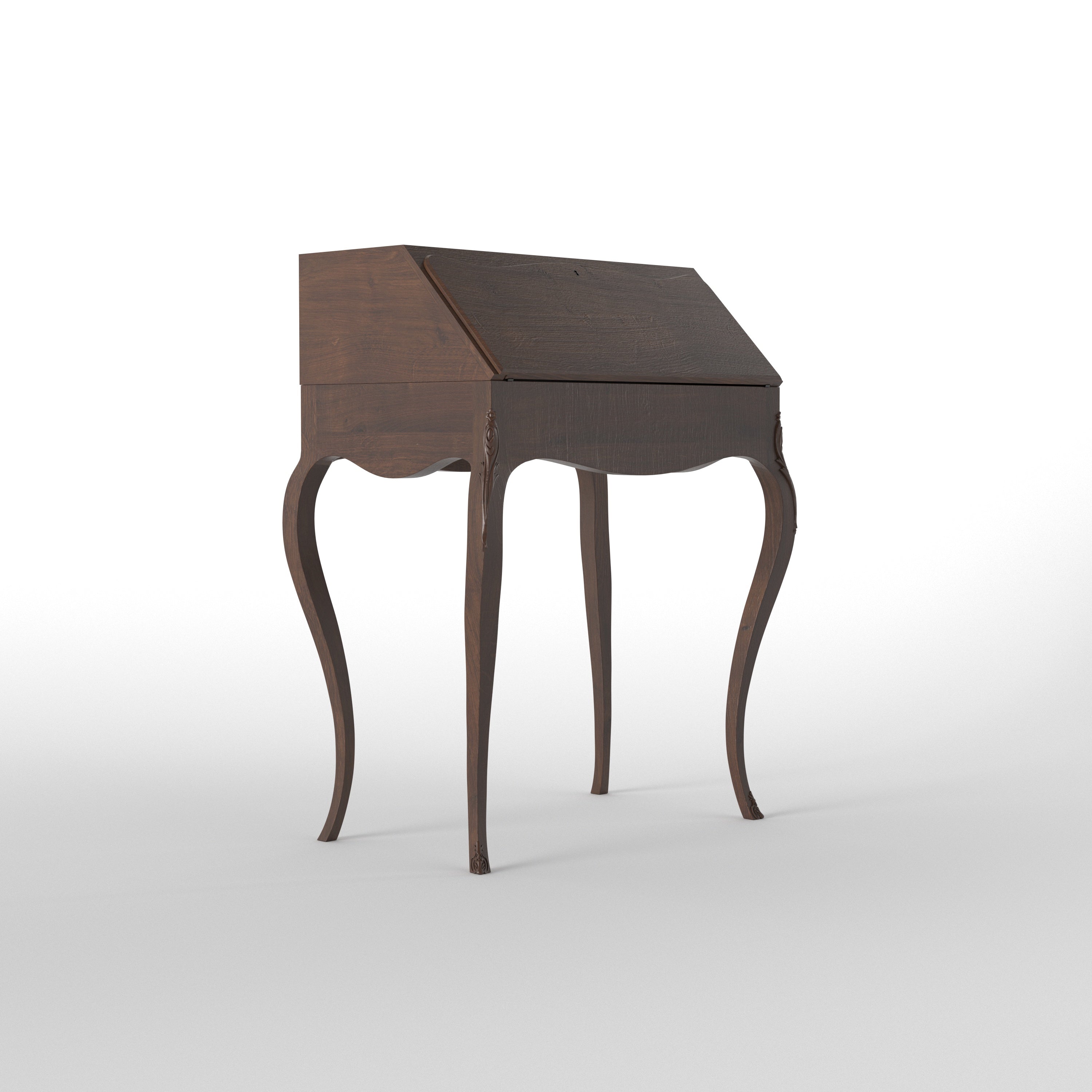 French-Style Secretary Desk with Cabriole Legs - Drop-Front Writing Bureau Study Table