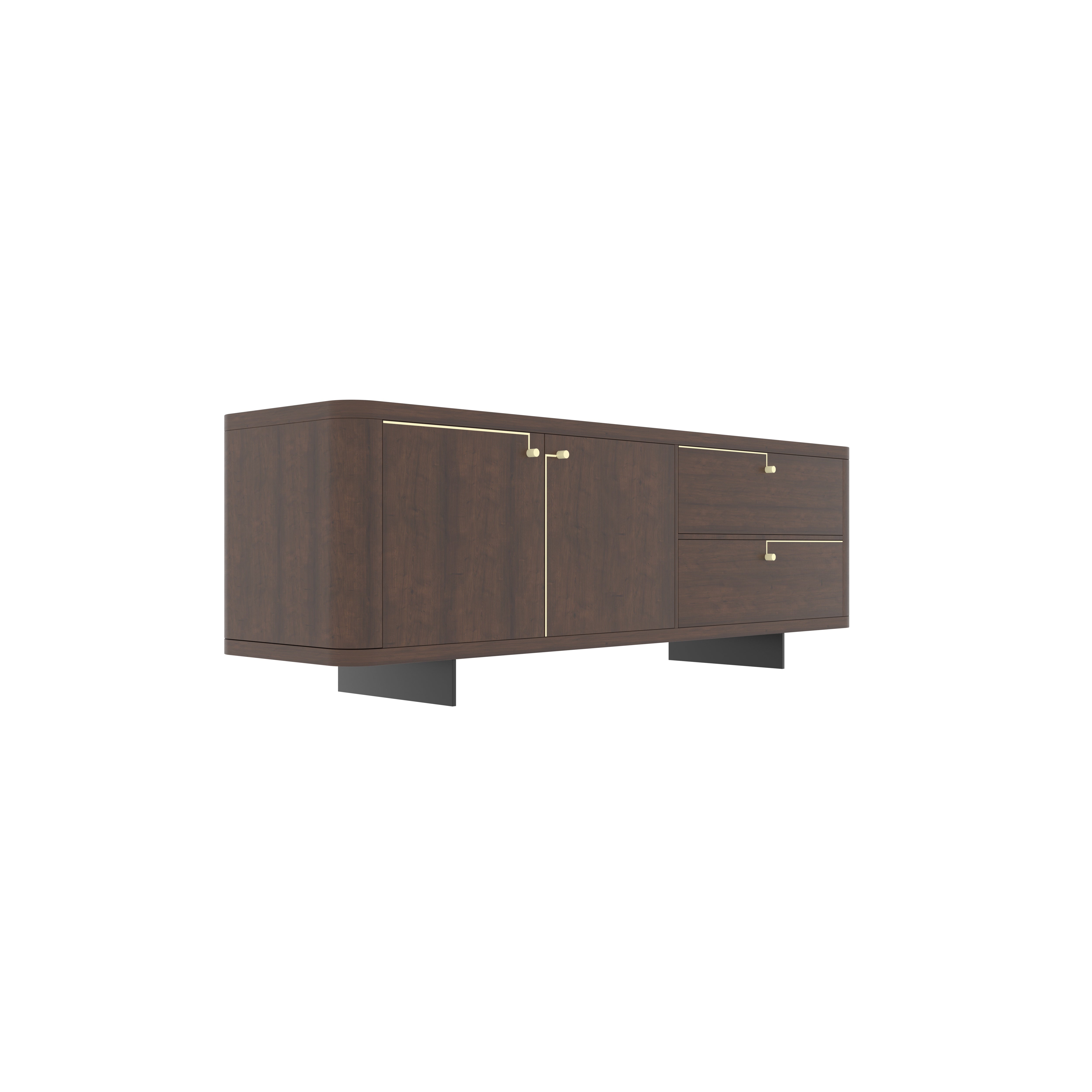 Modern Wooden TV Stand with Gold Handles - Luxury Entertainment Console Tv stand