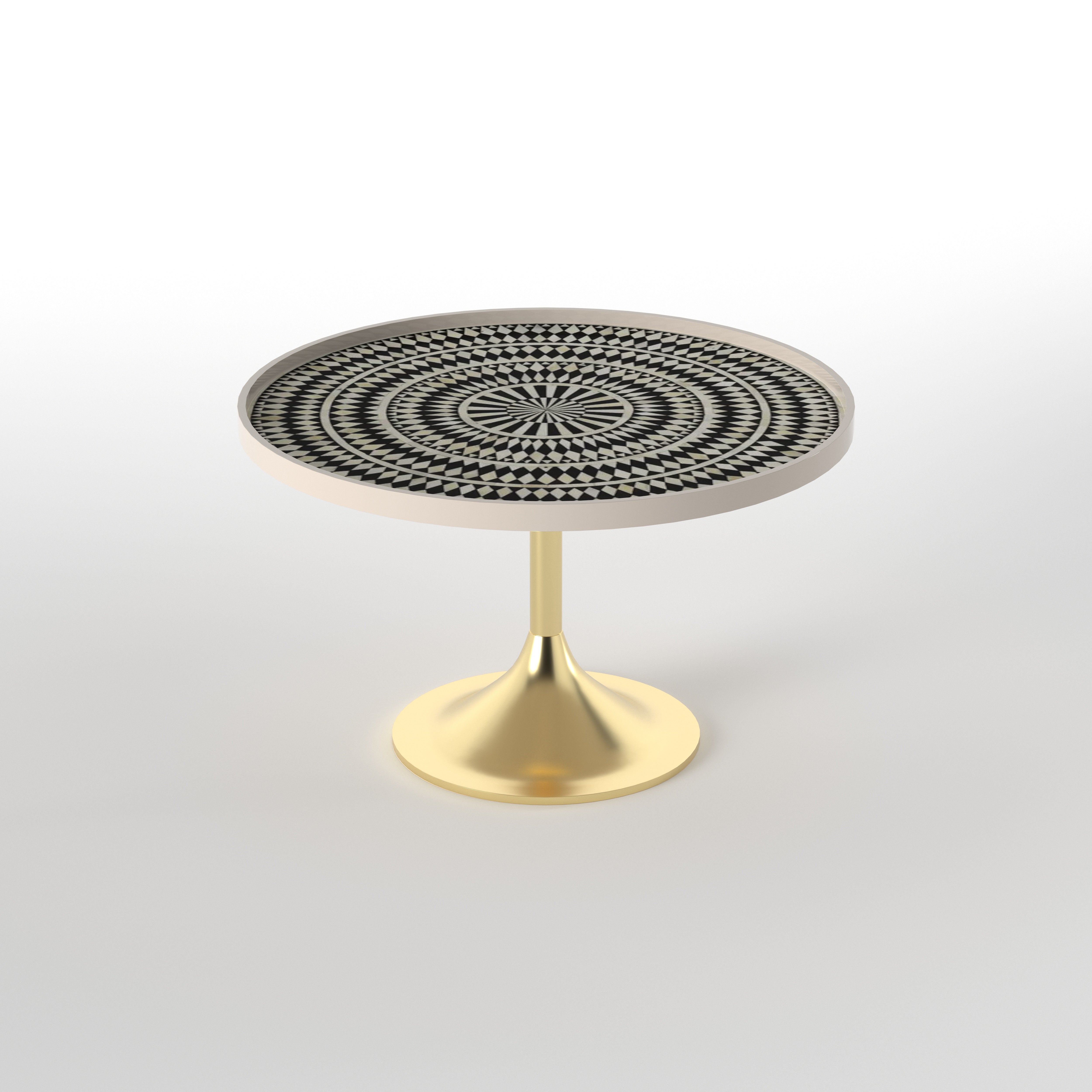 Optical Radial Accent Table - Hand-Painted Geometric Art End Table