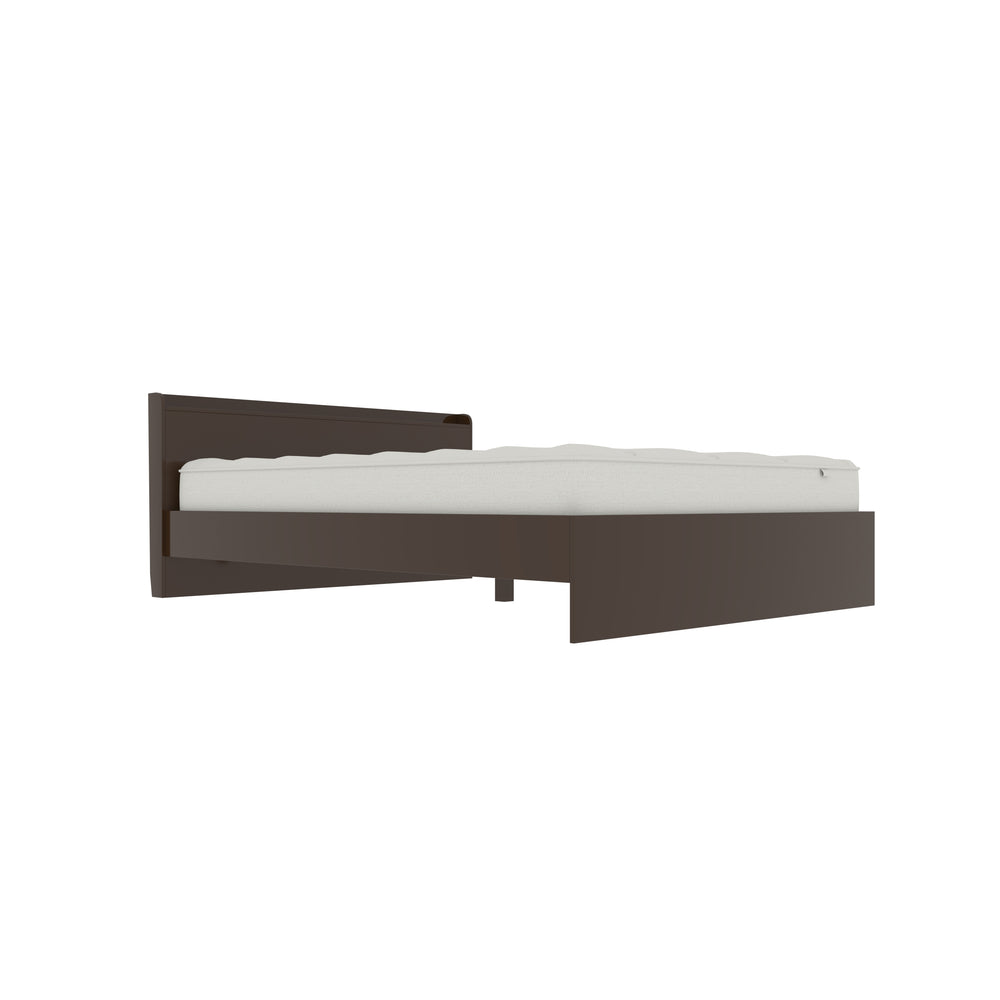 Classic Box Bed with Elegant Curved Headboard – Rich Brown Finish