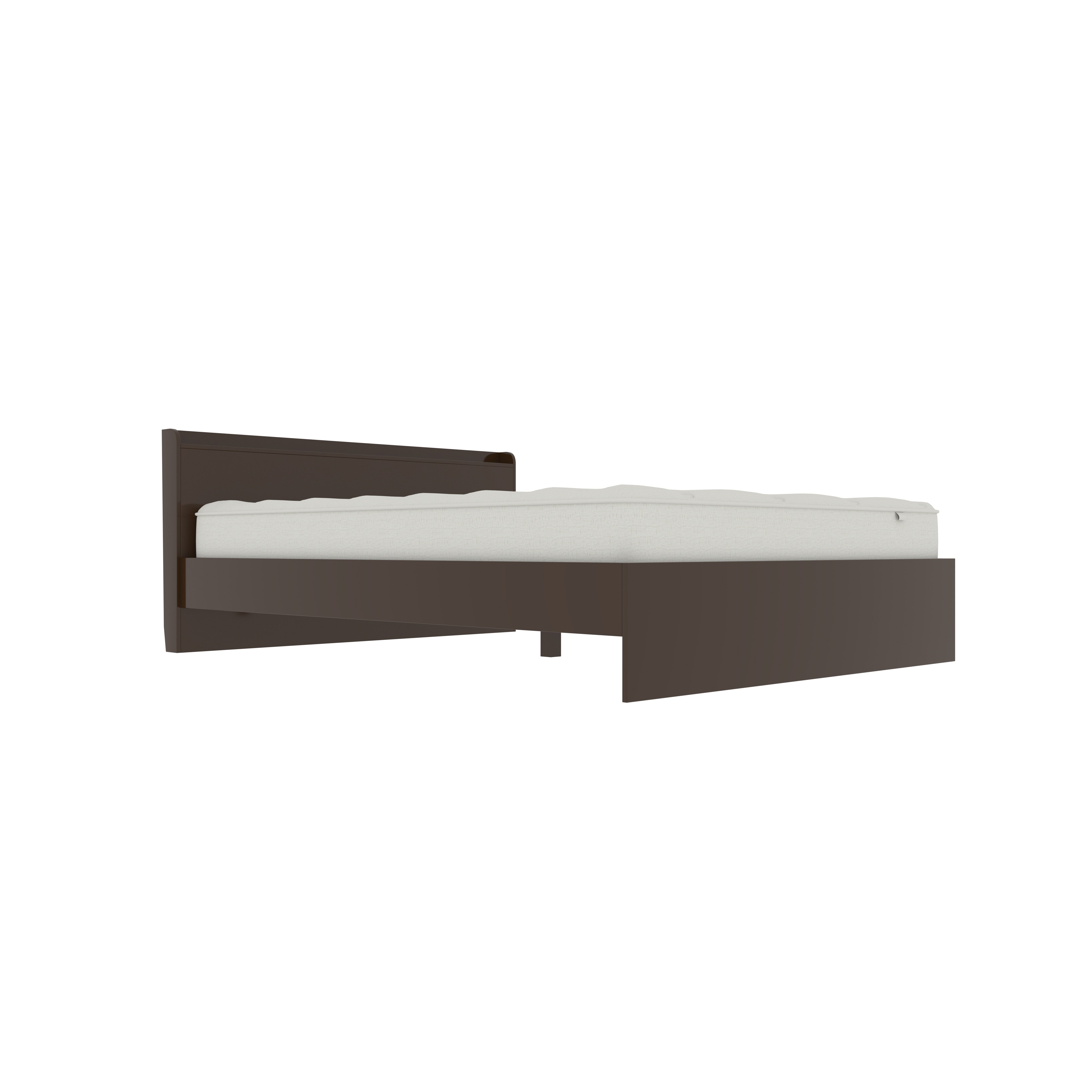 Classic Box Bed with Elegant Curved Headboard – Rich Brown Finish Bed