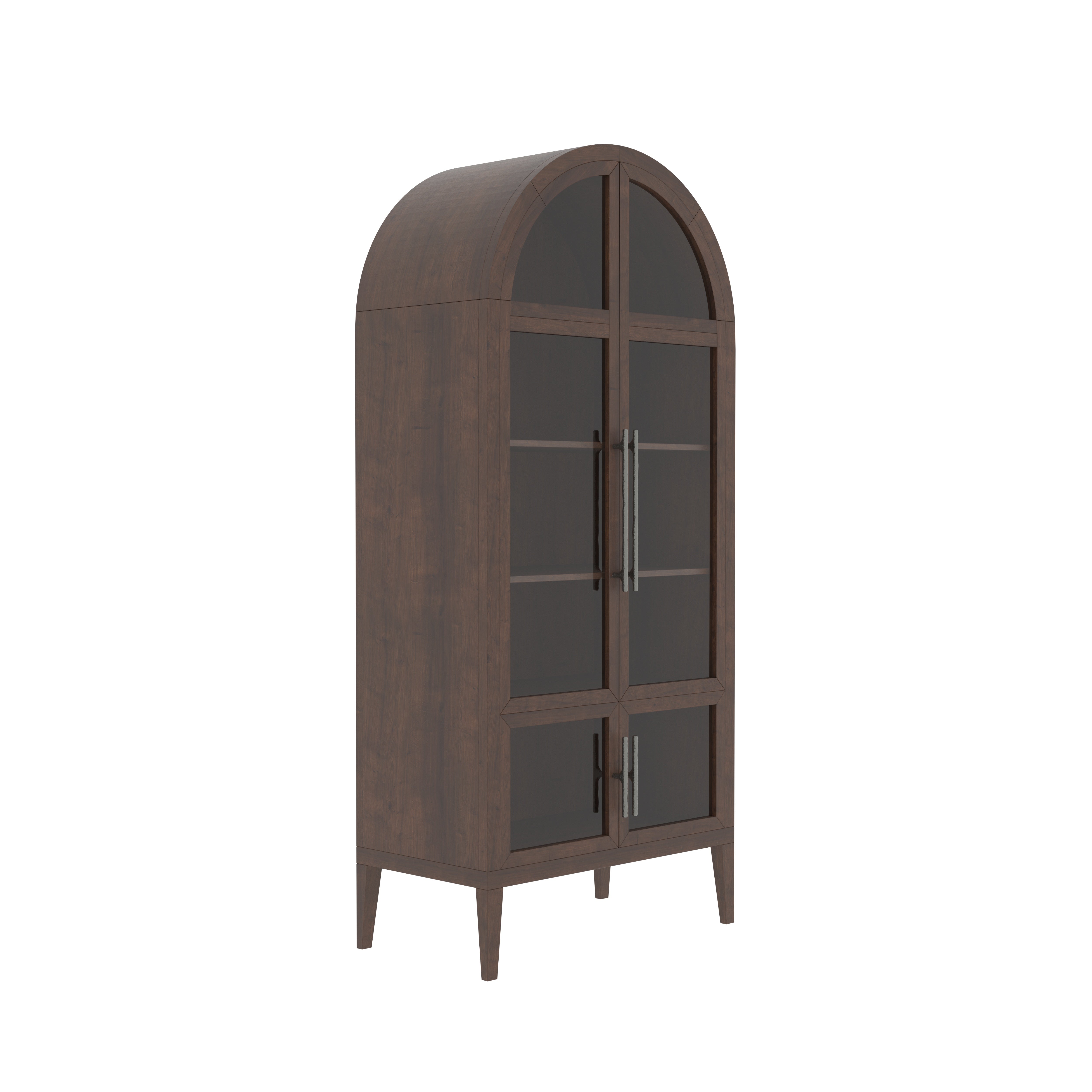 Alverro Grand Arch European Luxury Wardrobe with Glass Display Doors and Sculpted Wooden Frame Wardrobe