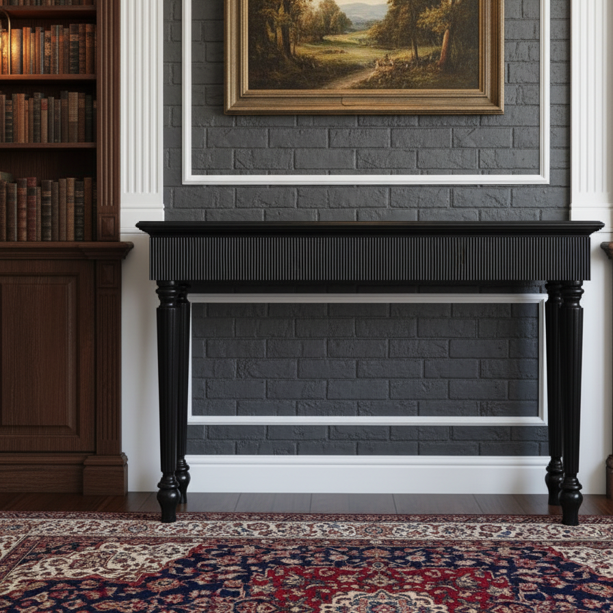 Sophisticated Black Console Table - Fluted Design with Classical Elegance Console Table