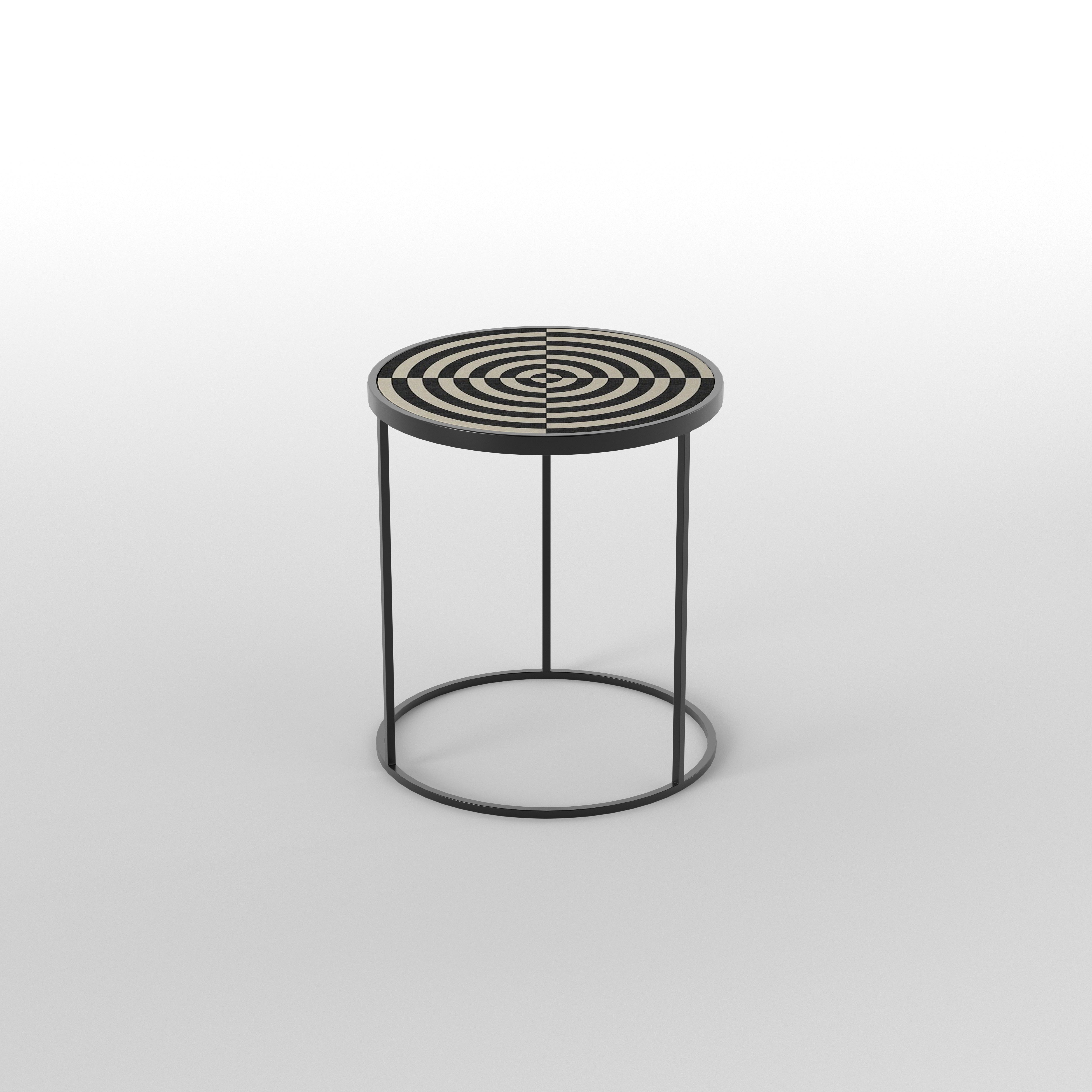 Concentric Circles End Table - Hand-Painted Geometric Design End Table