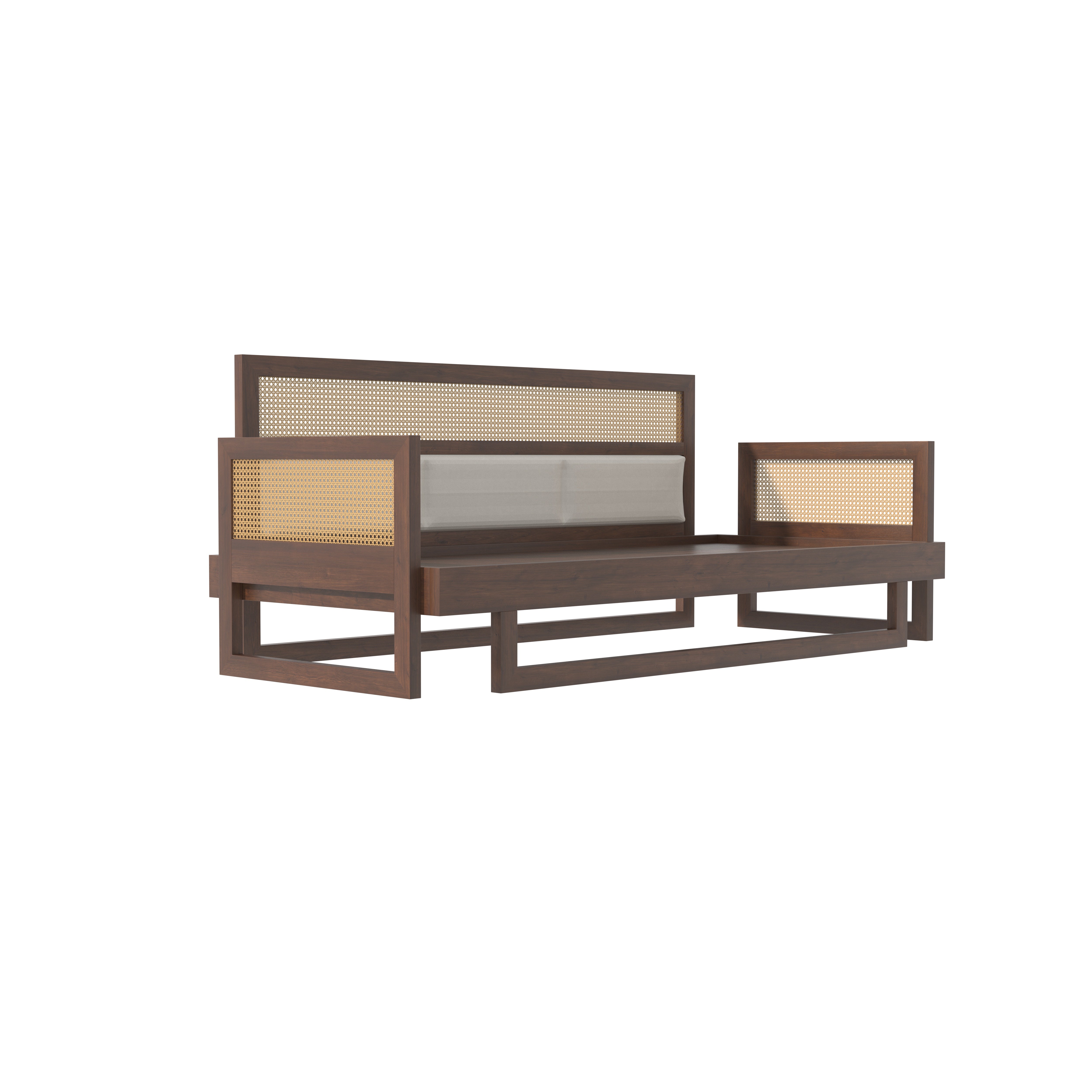 Modern Cane-Style Extendable Day Bed with Side Panels Sofa cum bed