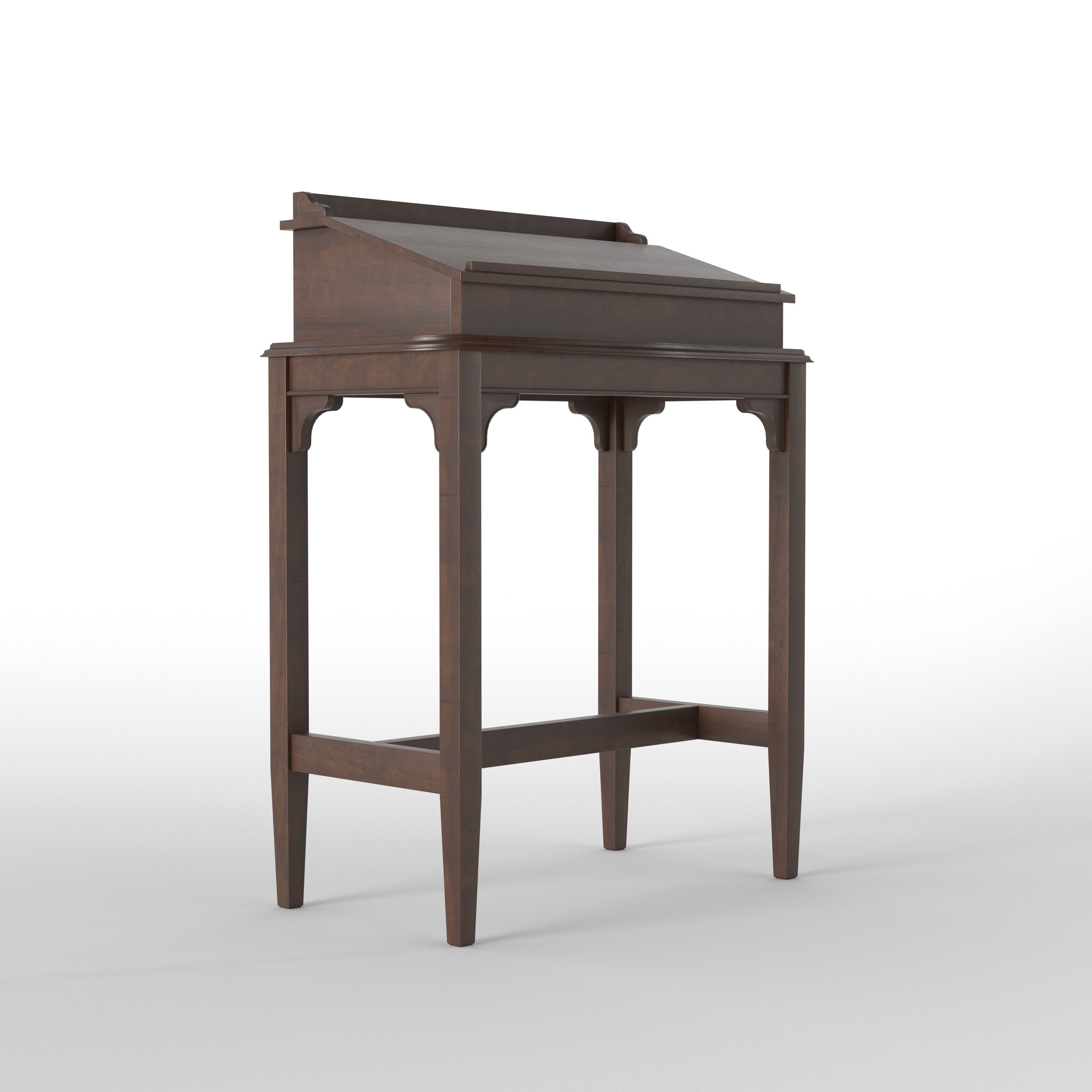 Classic Slant-Top Writing Desk with Side Shelves Study Table
