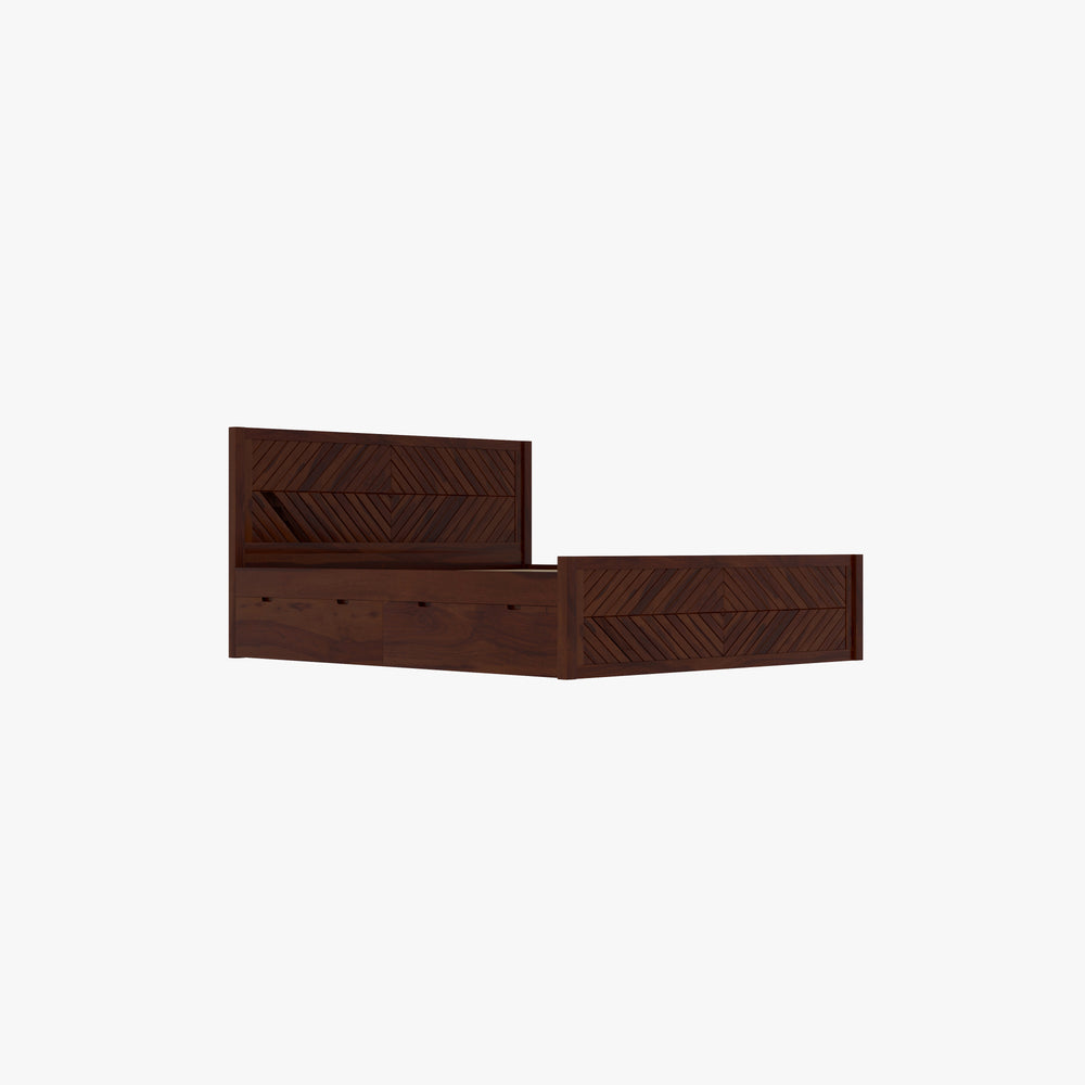 Scandinavian Solid Wood King Storage Bed