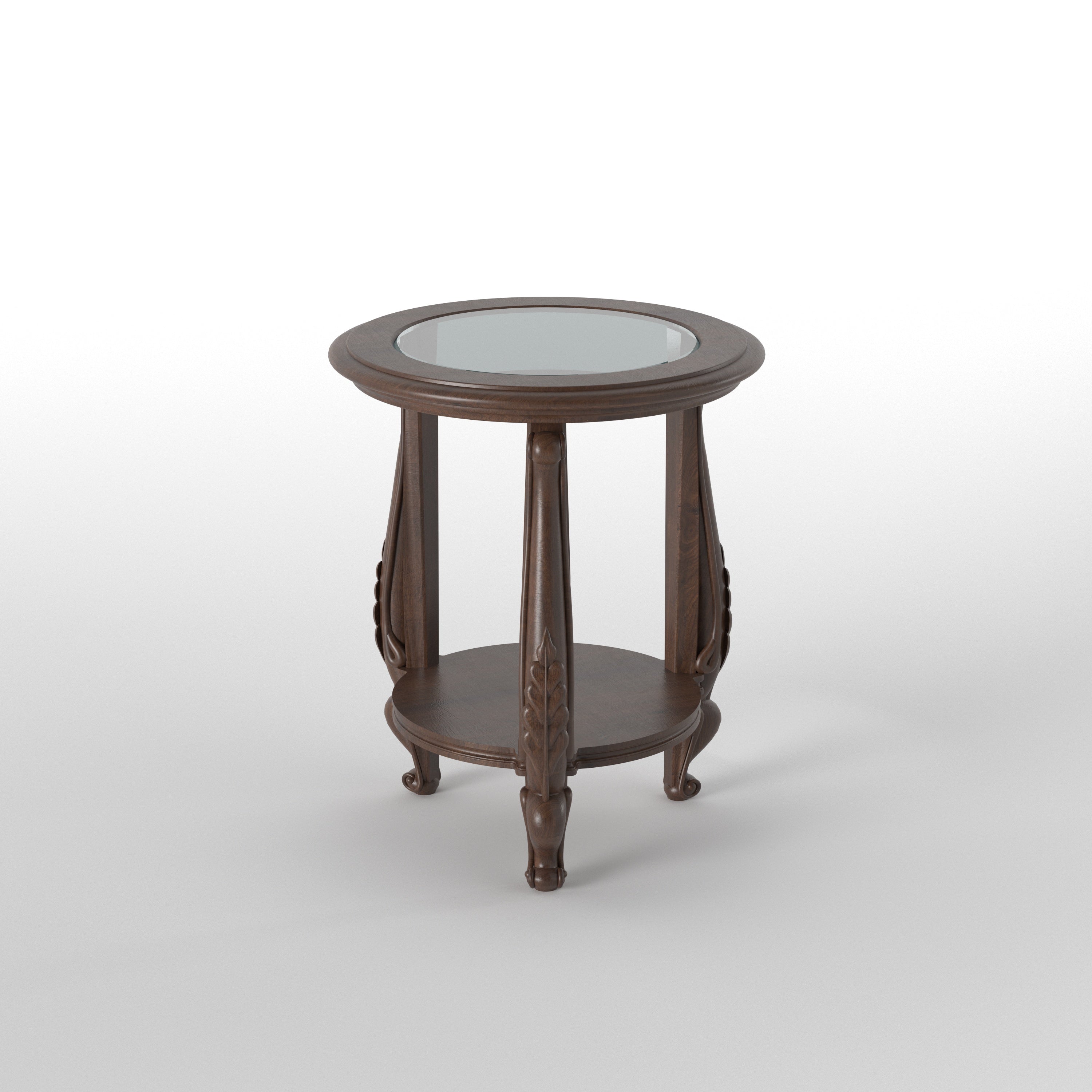 Vintage Round Accent Side Table with Artistic Detailing End Table