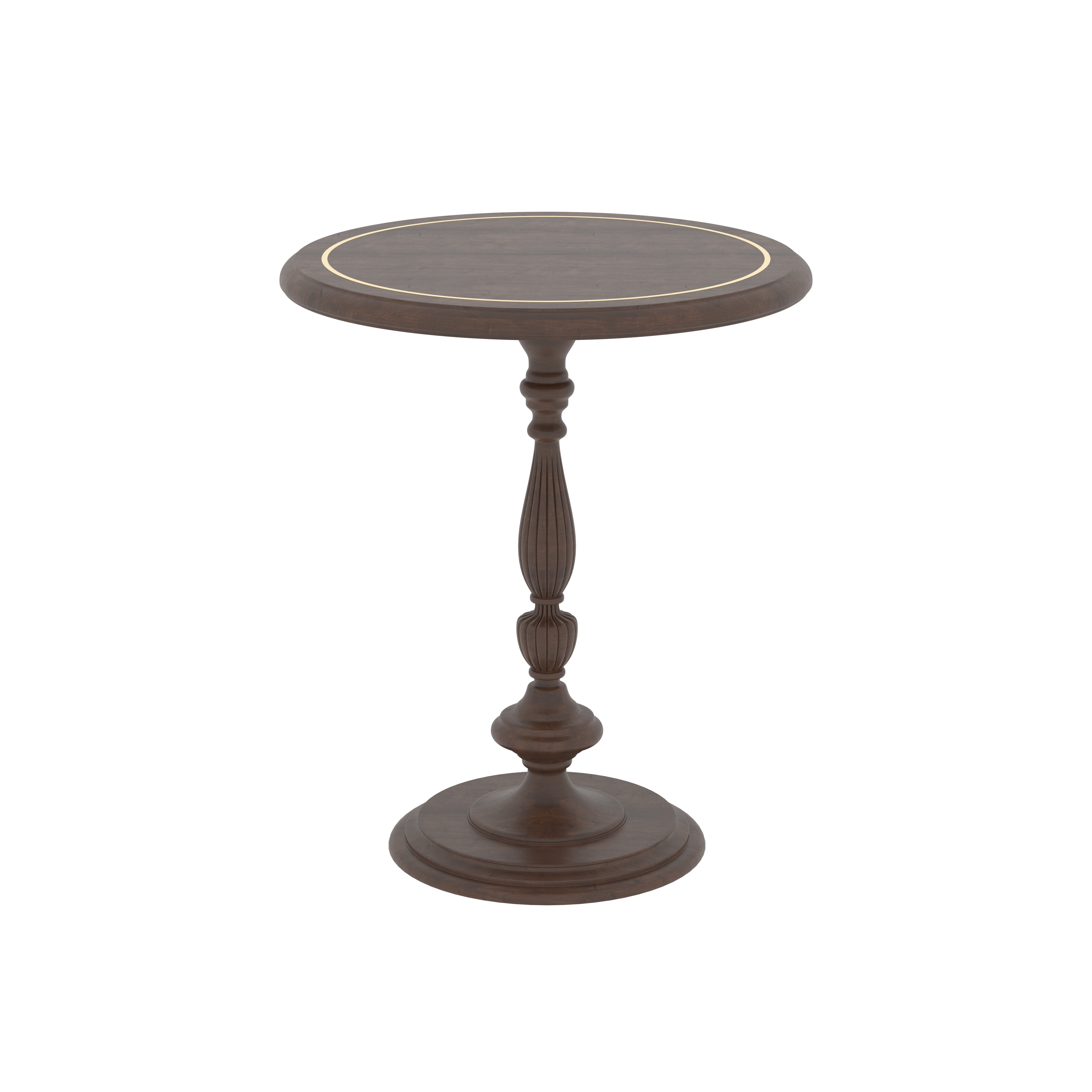 Round Pedestal Side Table with Ornate Turned Base End Table