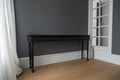 Sophisticated Black Console Table with Fluted Frieze and Turned Legs Console Table