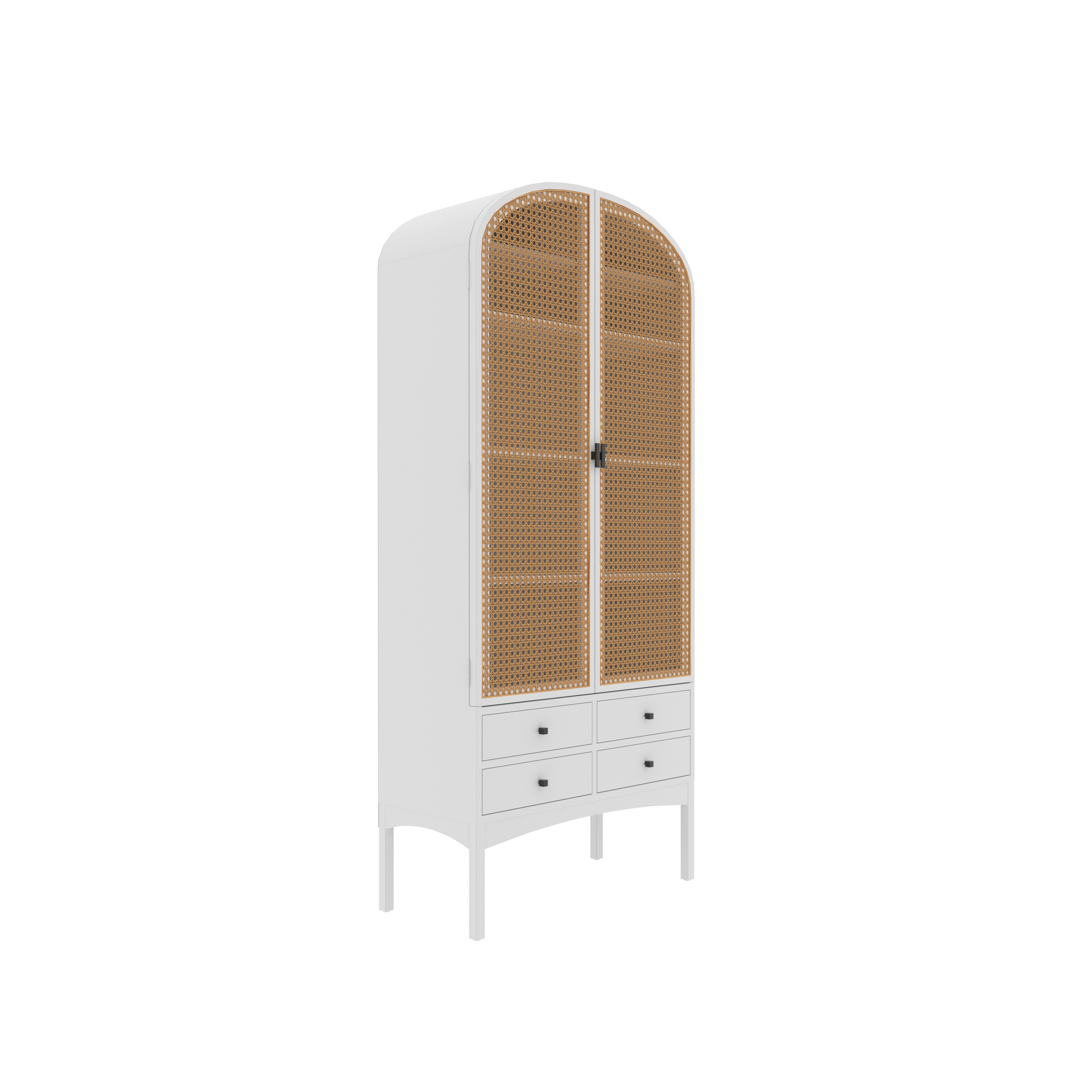 Monaco Arched Armoire with Cane Panels Wardrobe