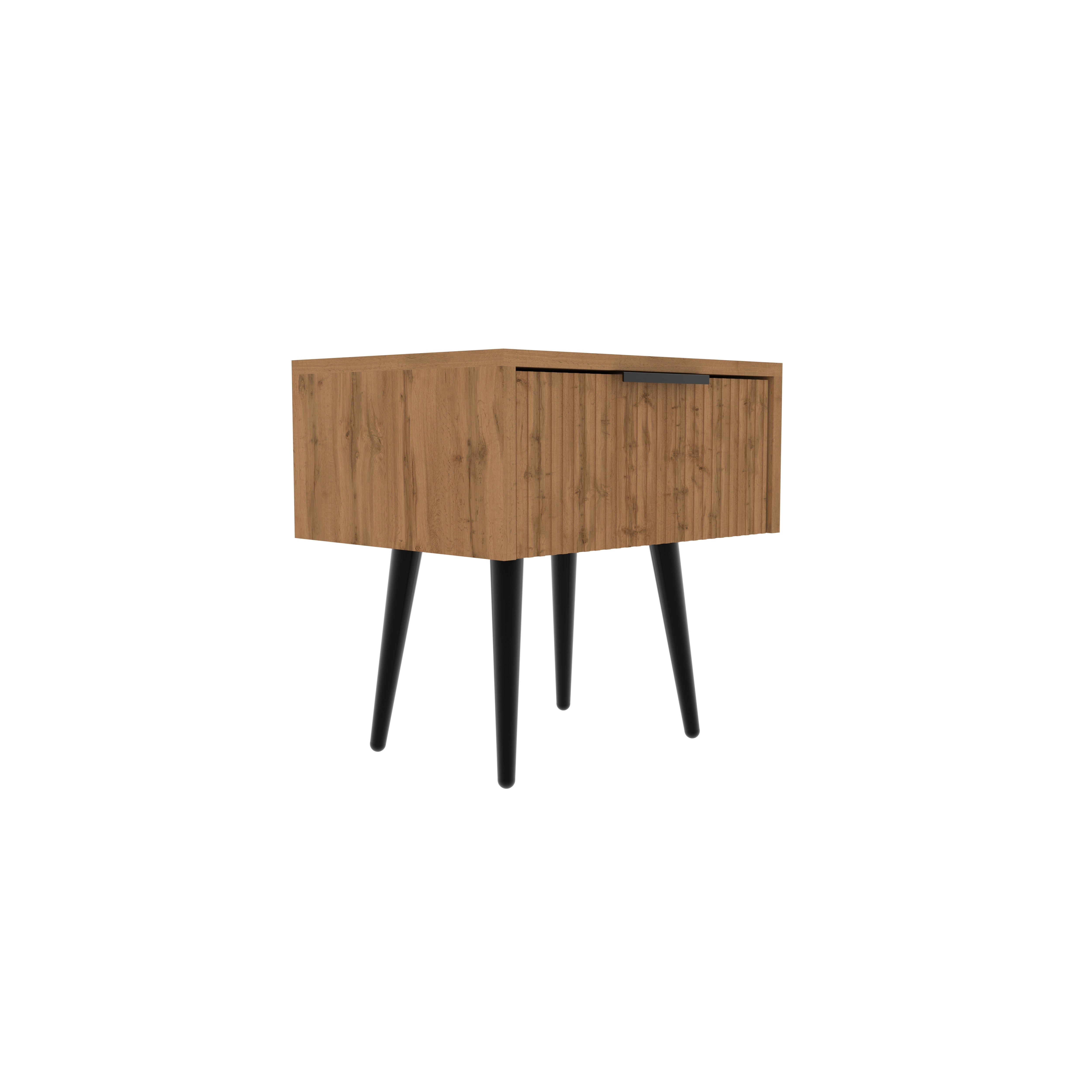 Modern Single Drawer Bedside Table with Wood Finish Bedside